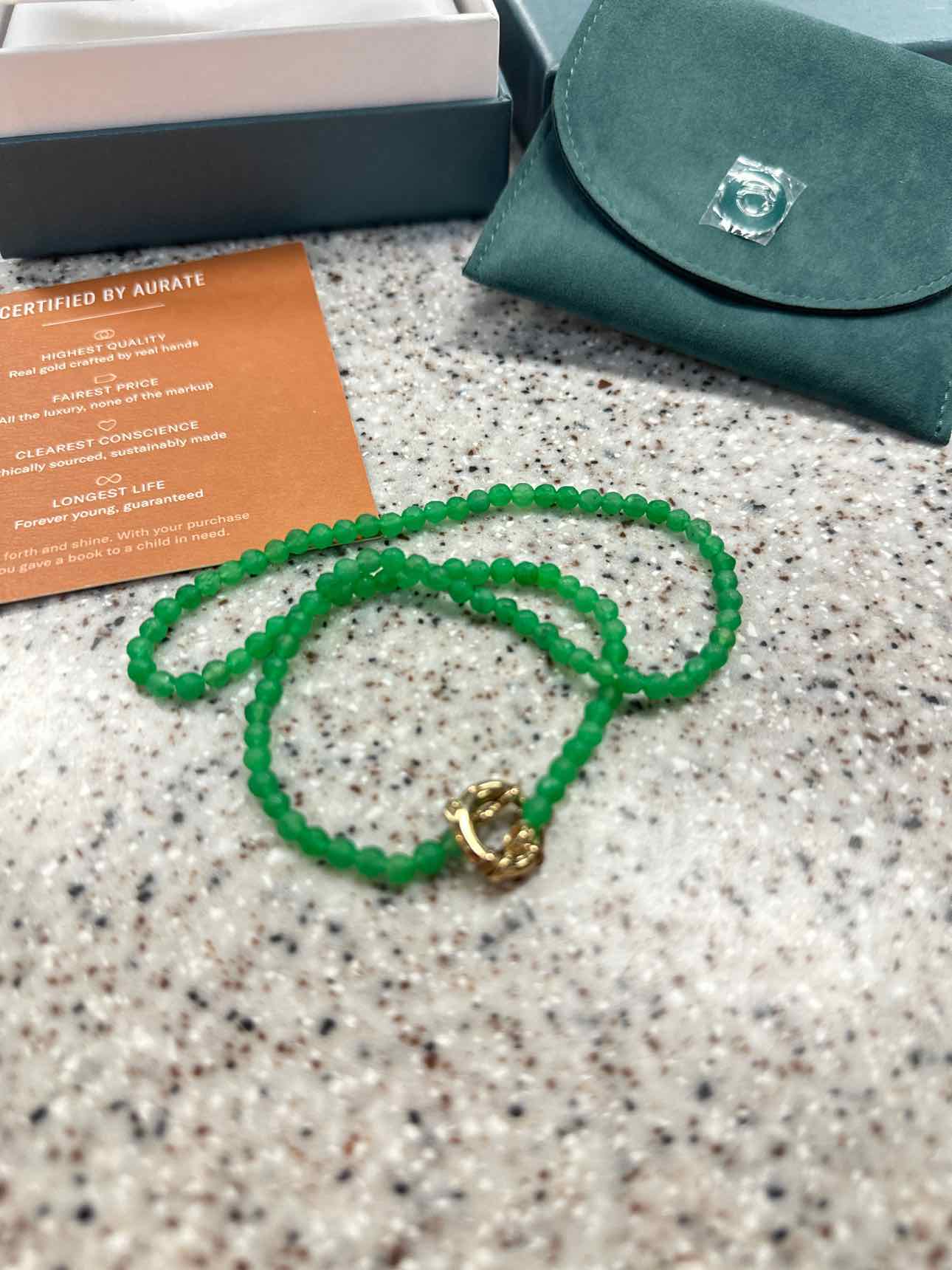 Aurate Size 18" Green/Gold Necklace
