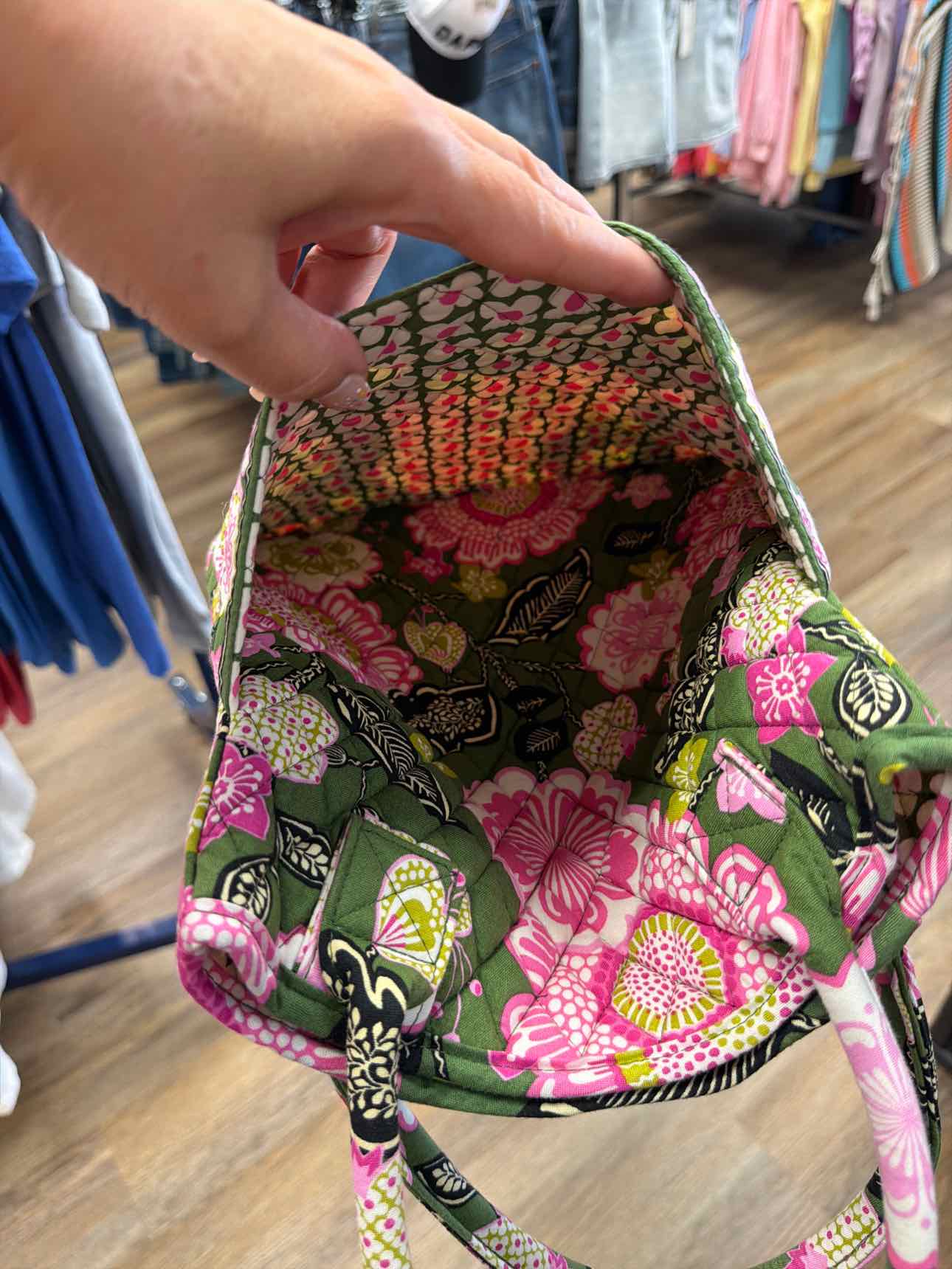 Vera Bradley Olivia Pink Floral Olive Tote Handbags, Retired Print