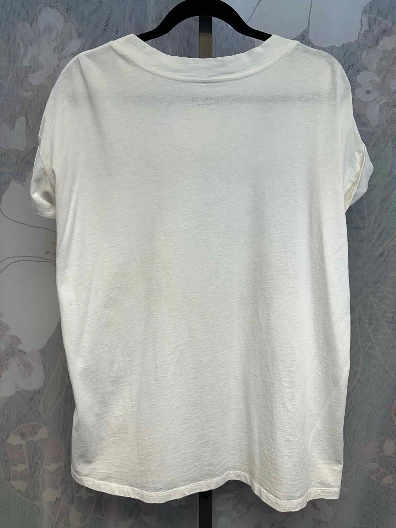 All Saints M/L White Tiger Graphic Short Sleeve Tee Cuffed Sleeves