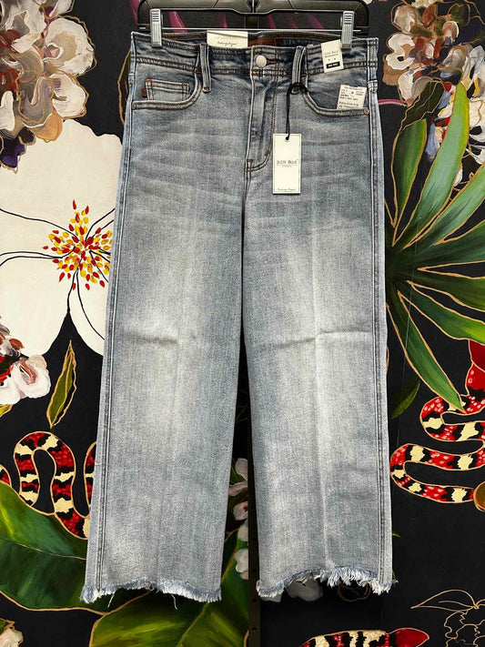 Judy Blue Mid Rise Ankle Wide Leg, Hollywood Waist Band, Fray Hem (JB82728)