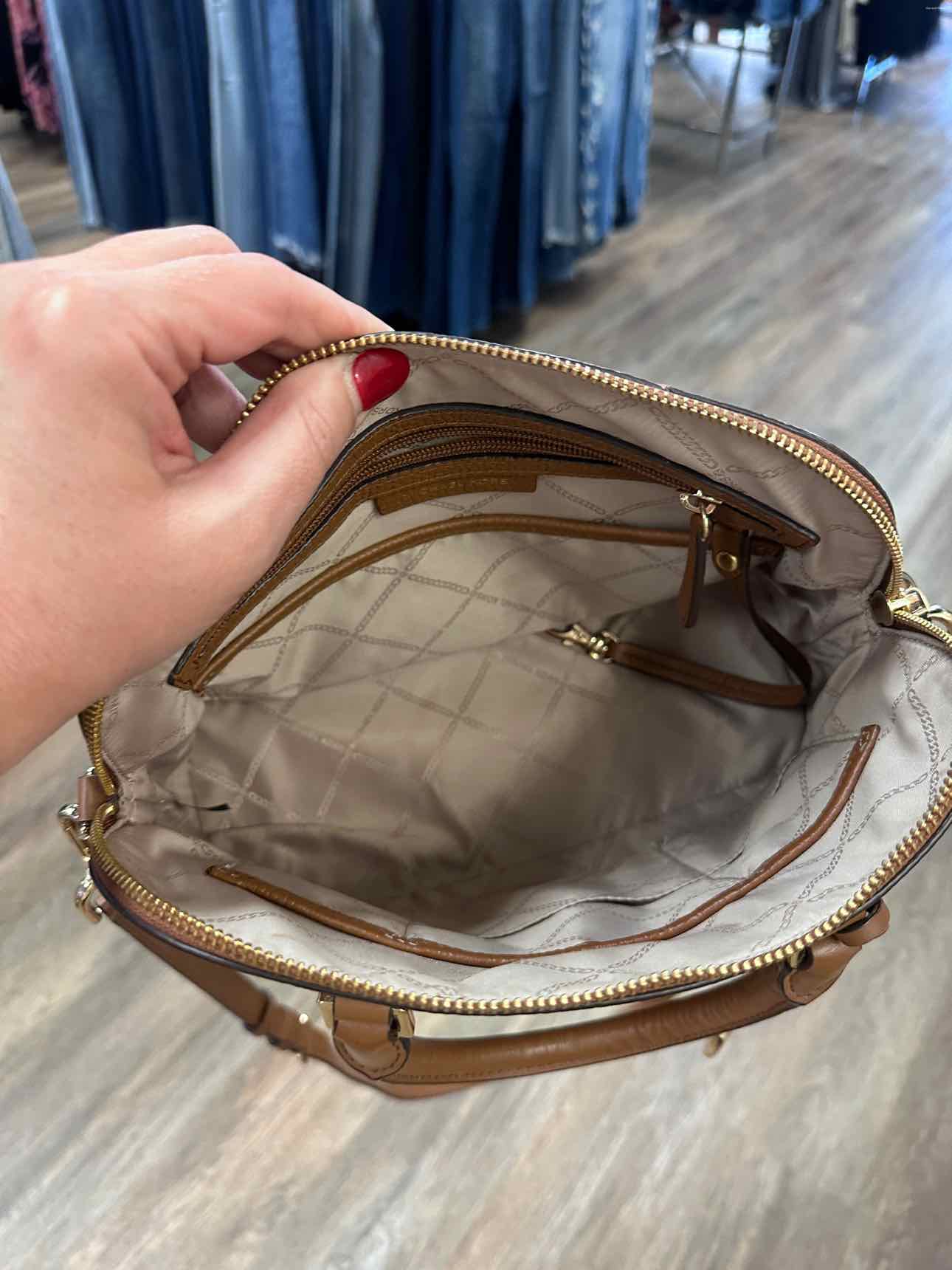 MICHAEL KORS Bedford Legacy Pebbled Leather Convertible Satchel Brown Handbags