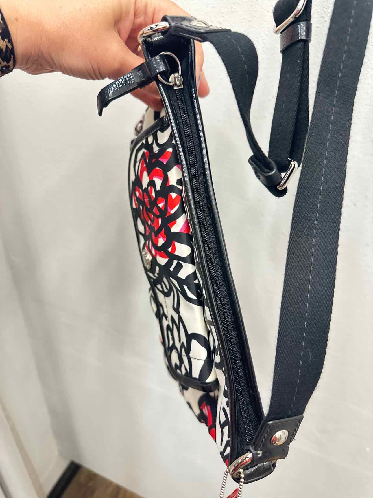 Coach Poppy Graffiti Kyra Messenger Black White Pink Handbag
