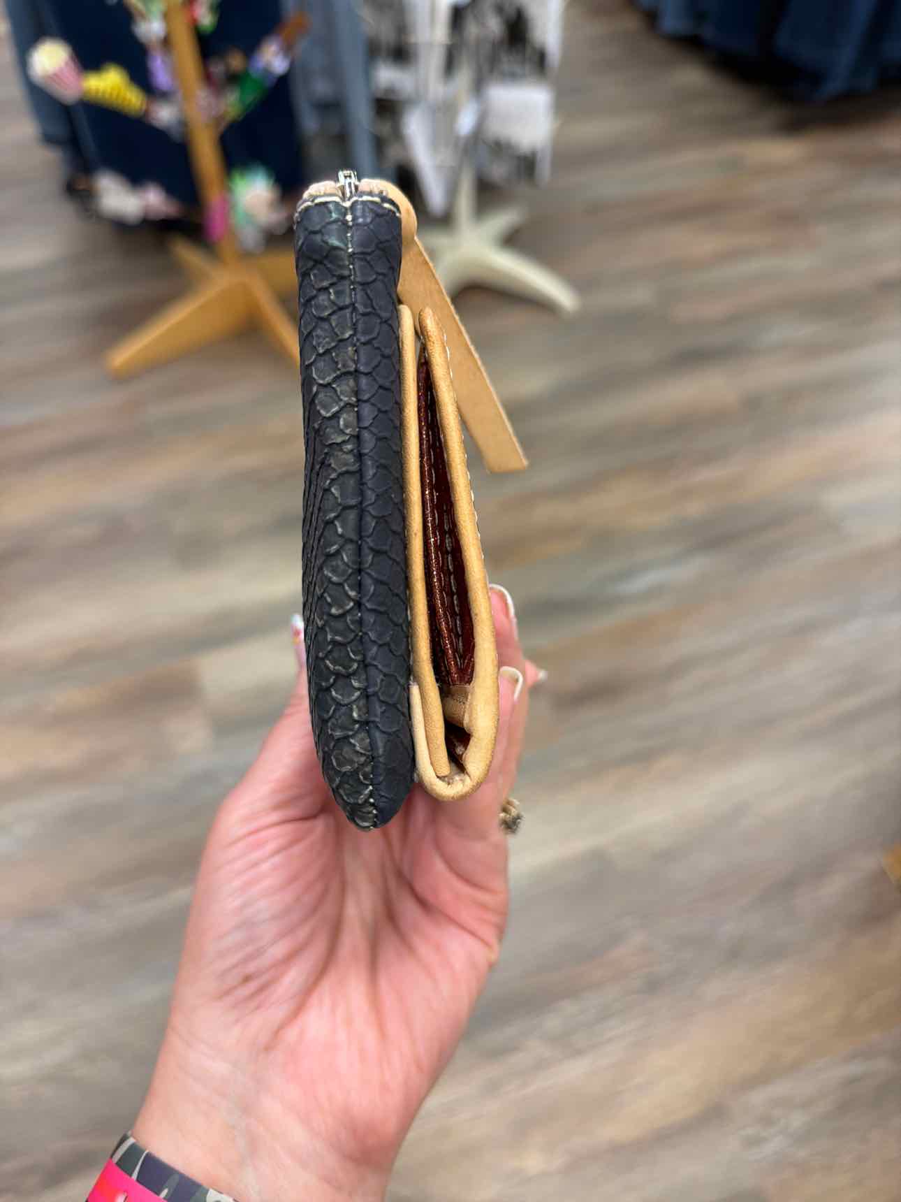 Consuela Rattler Slim Snake Embossed Long Black Wallet