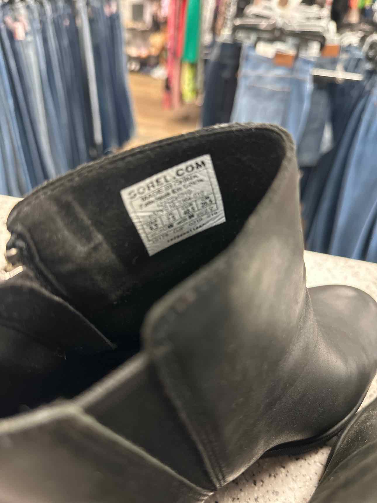 Sorel Size 9 1/2 Women's Joan of Arctic Wedge II Zip Ankle Black Booties