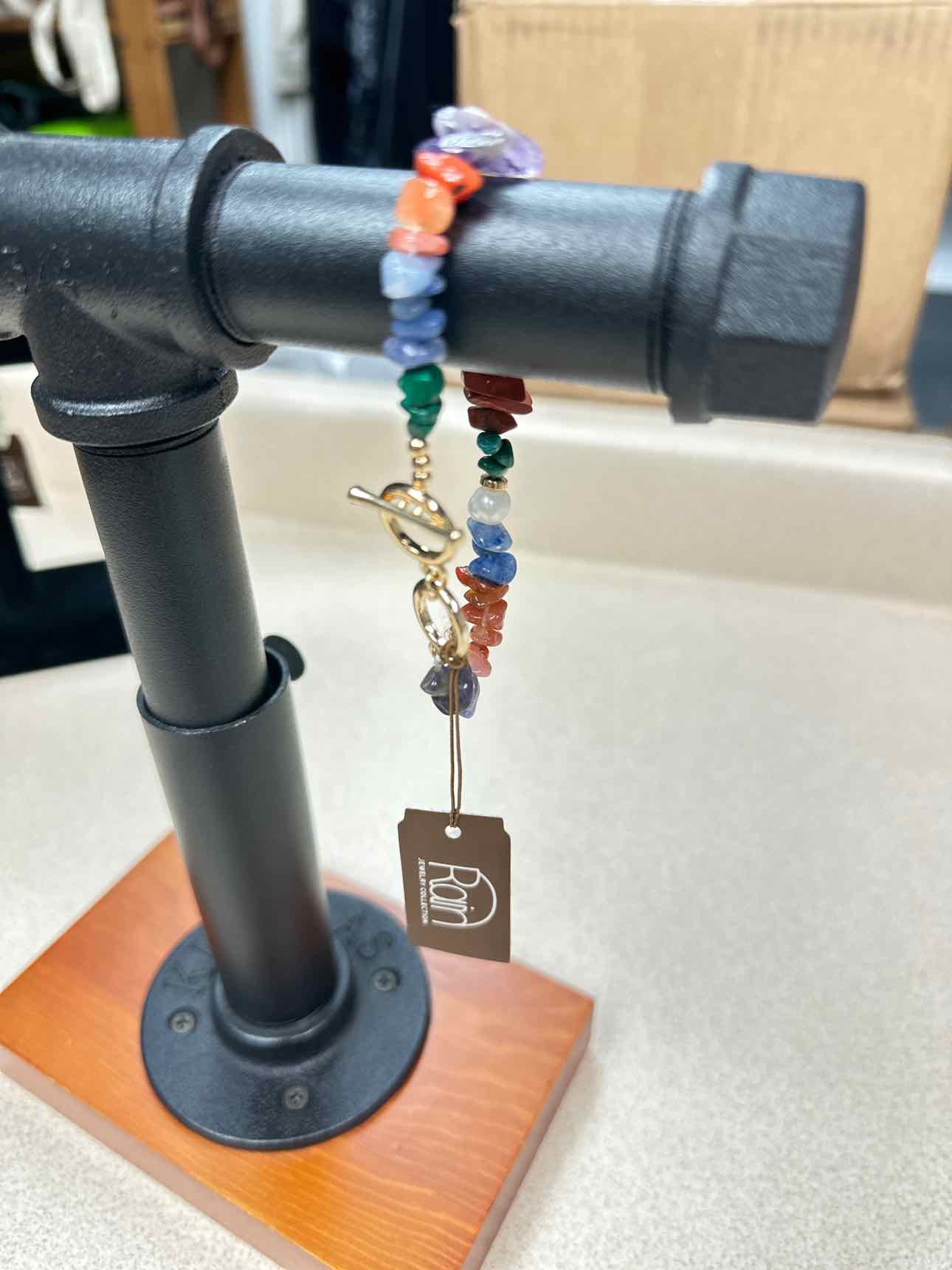 Multi Genuine Stone Toggle Bracelet