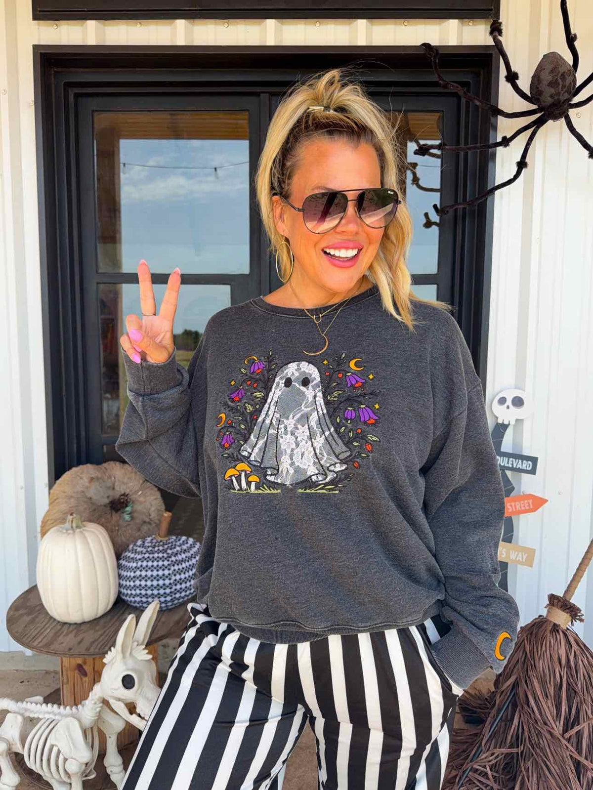 Ghost in Bloom Pullover Sweatshirt