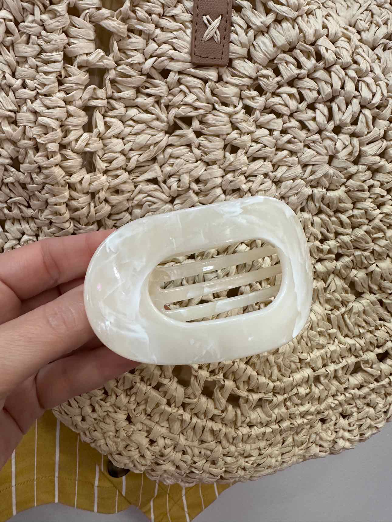 Marbled Flat Design Oval Hair Claw Clip