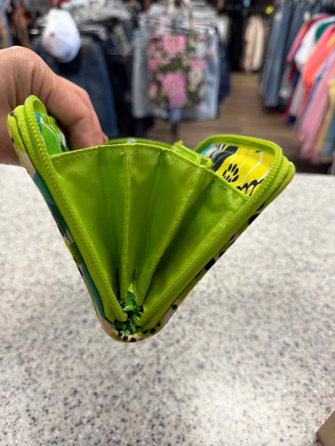 Vera Bradley Retired Print Lime's Up Chartreuse Floral Print Zippy Long Wallet