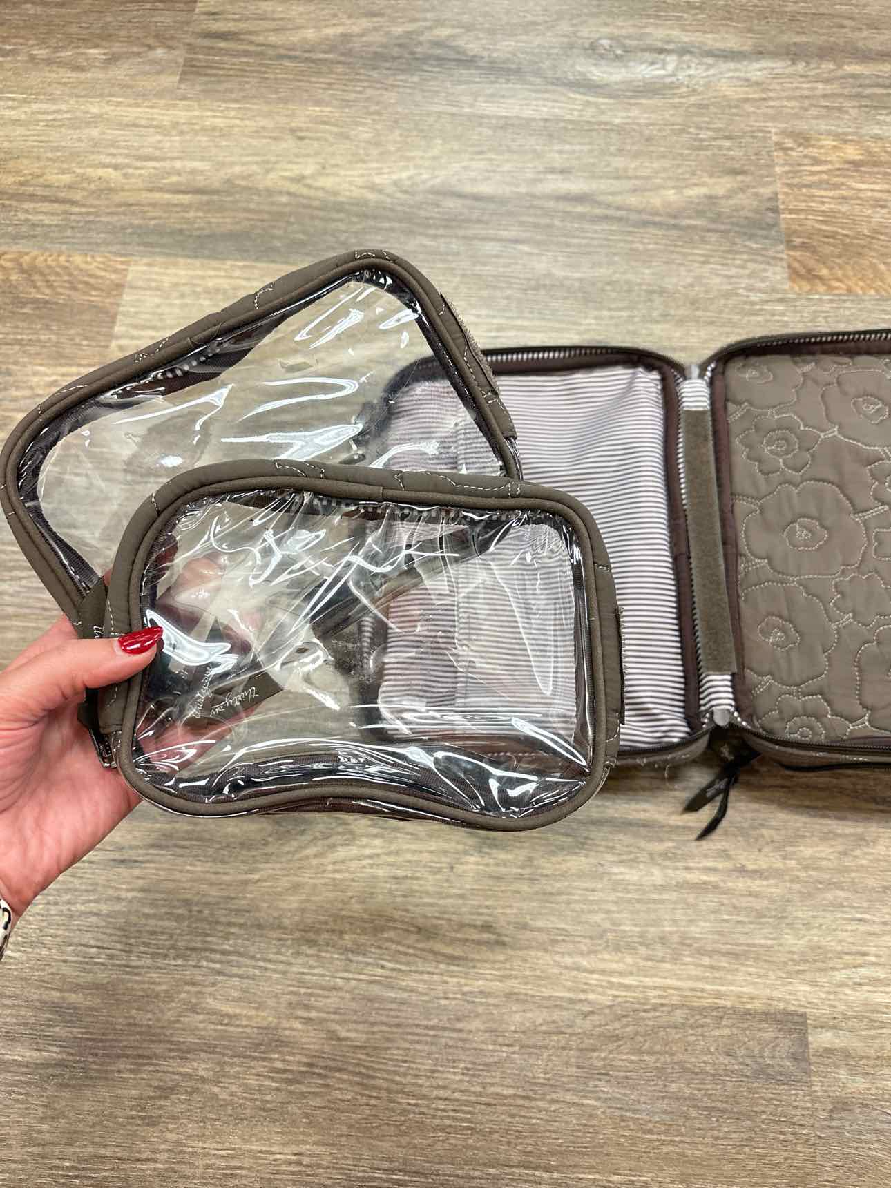 Thirty One Medium Coffee Brown Quilted Traveler Cosmetic Bag