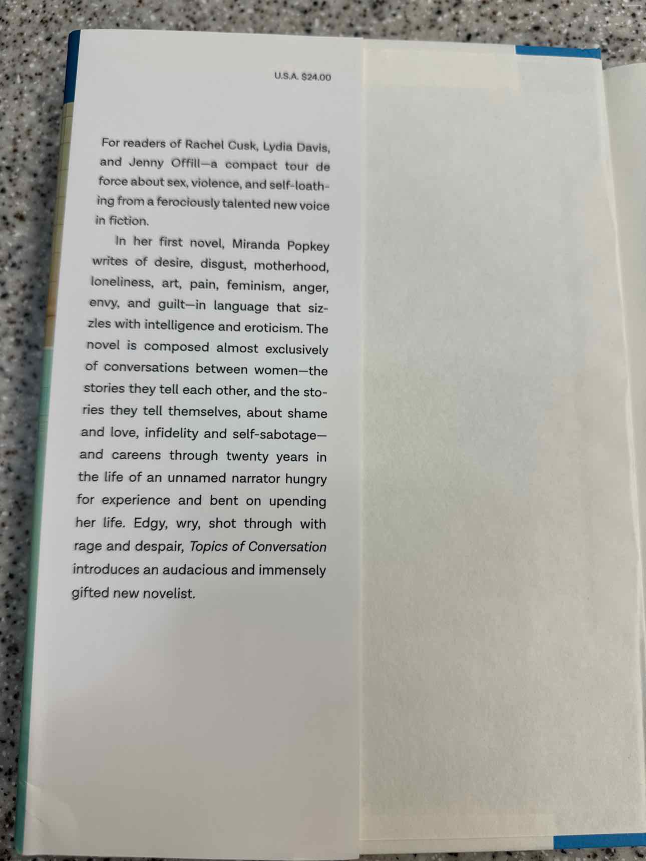 Topics of Conversation by Miranda Popkey Hardcover Book