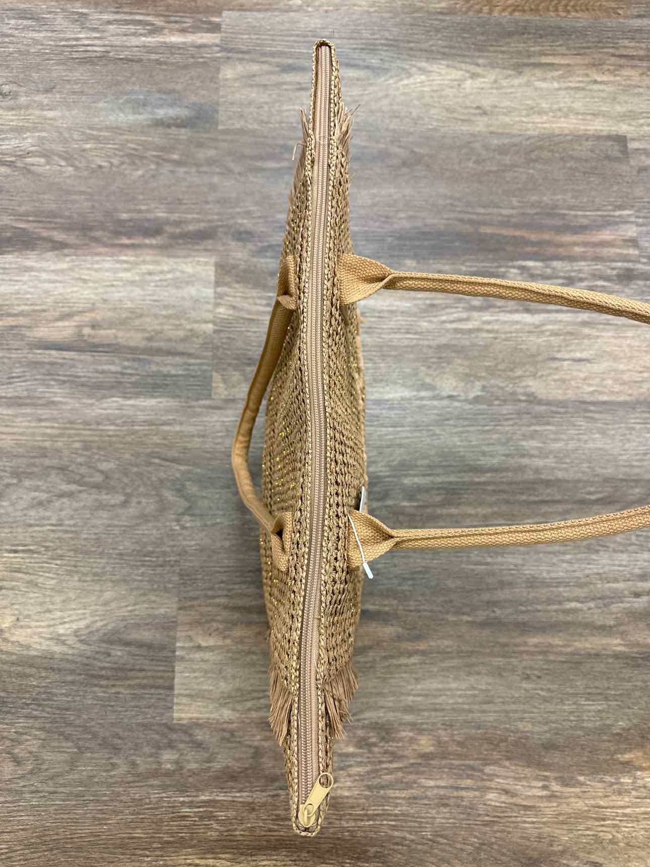 Woven Straw & Gold Lurex Summer Bag With Fringe Handbag