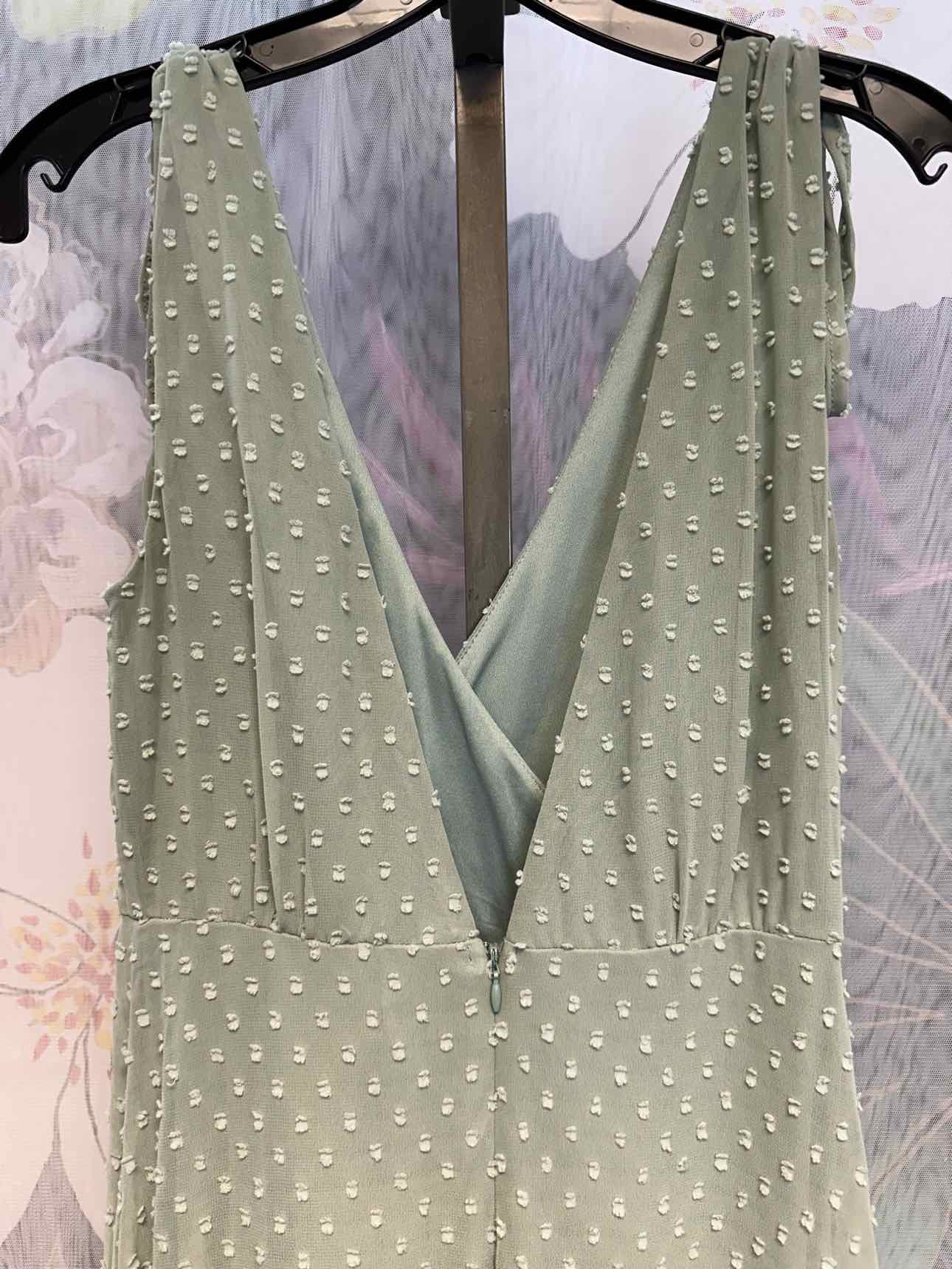 Lulus Size Small Sage Formal Swiss Dot Sleeveless Long Dress