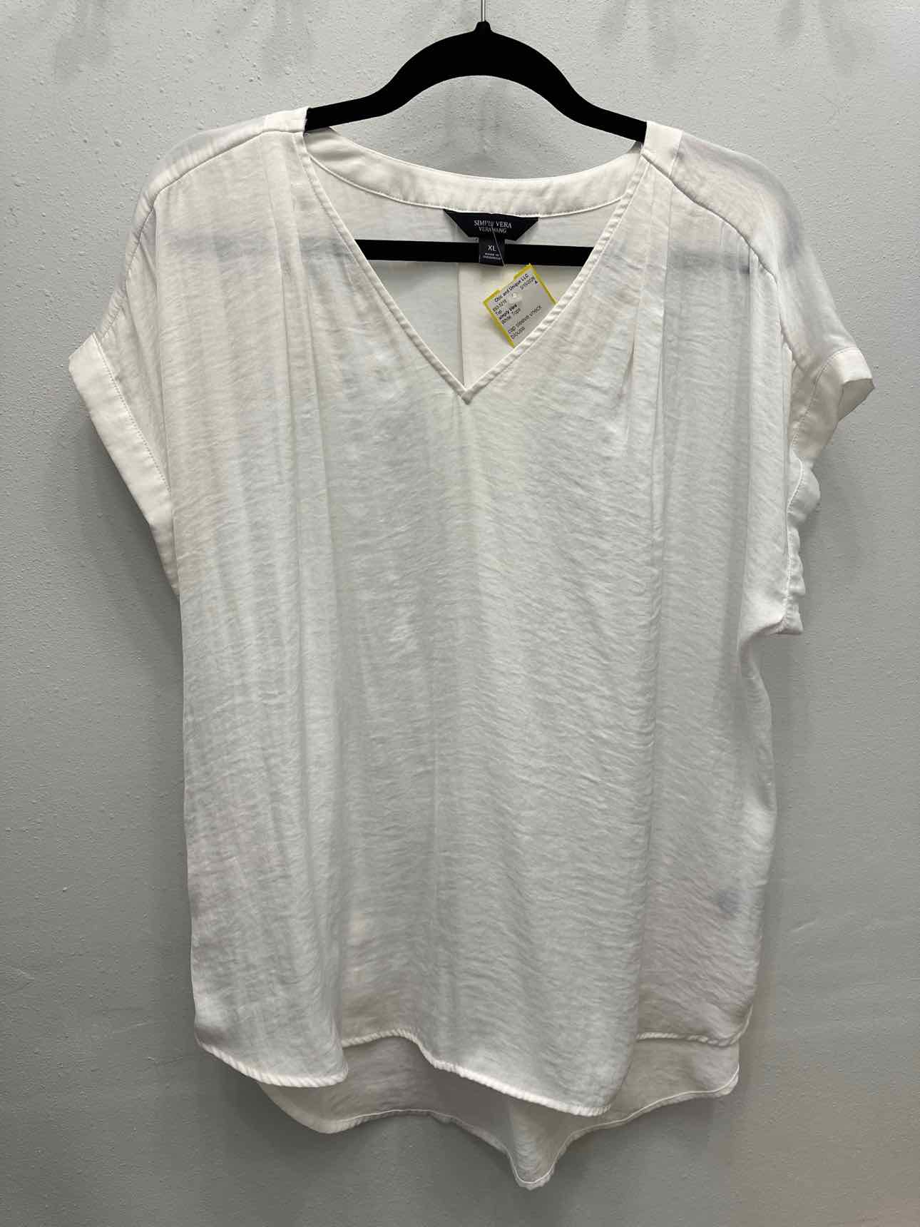 Simply Vera Size XL White Short Sleeve Blouse Top