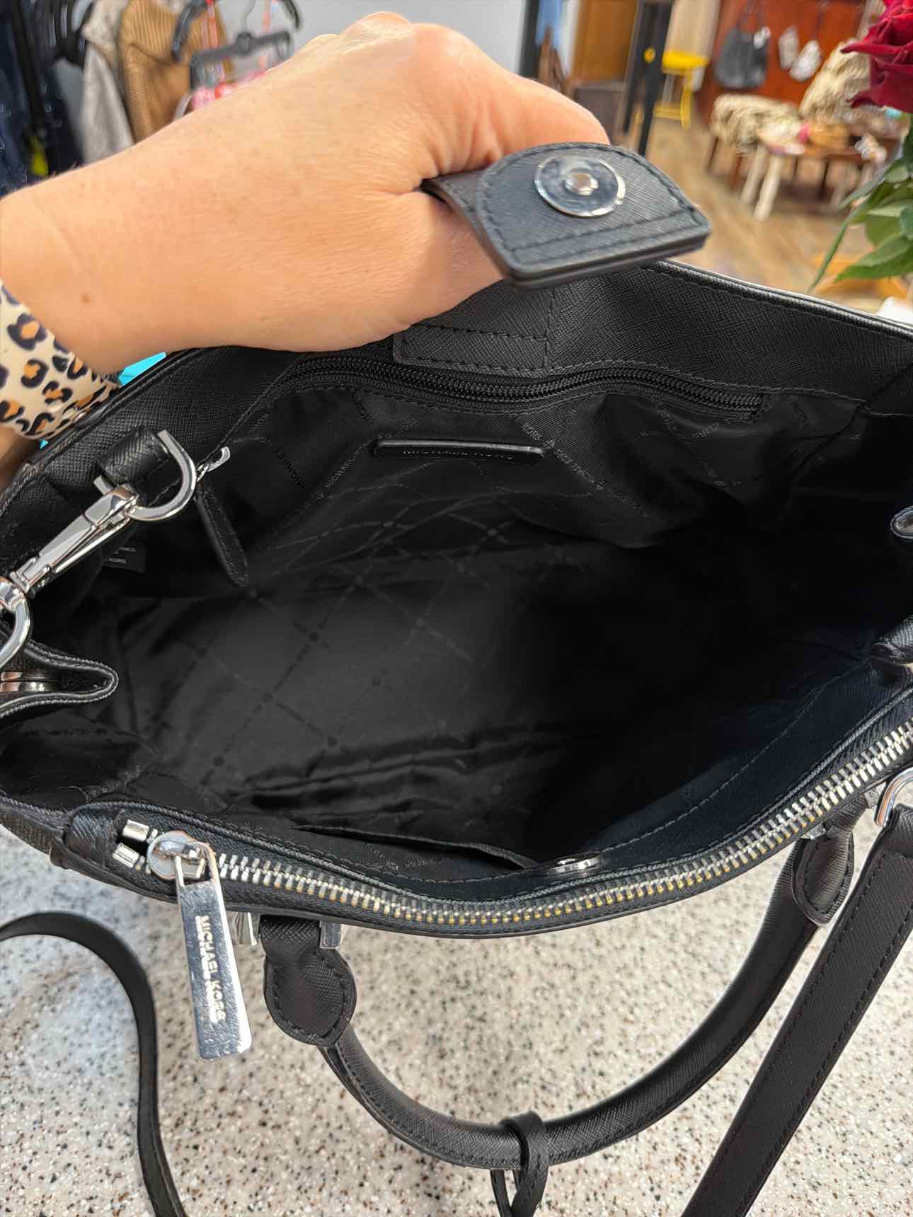 MICHAEL KORS Signature Logo Satchel Black Handbags