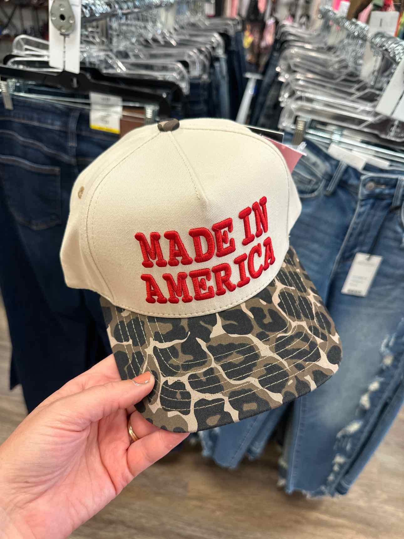 Made in America Embroidered Baseball Leopard Cap Hat