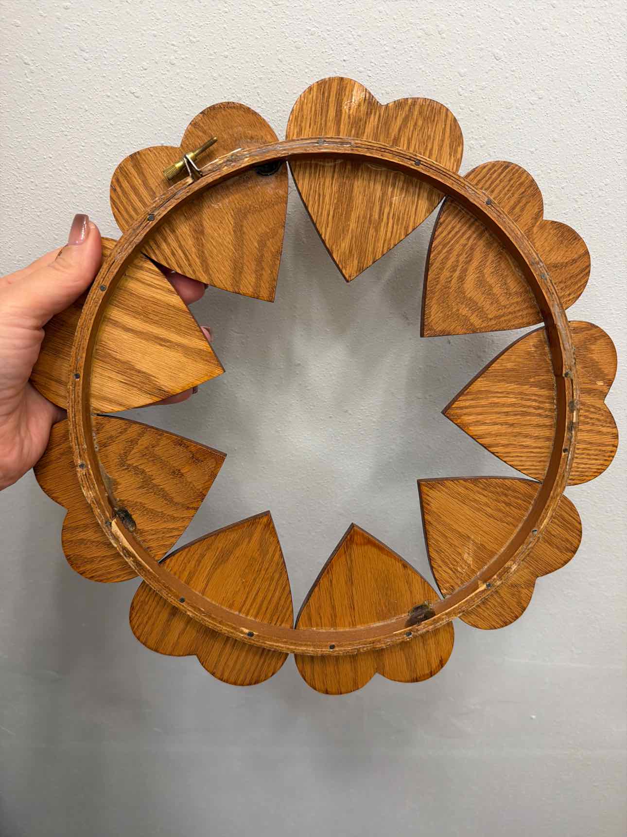 13" stained wood heart wreath Home Decor
