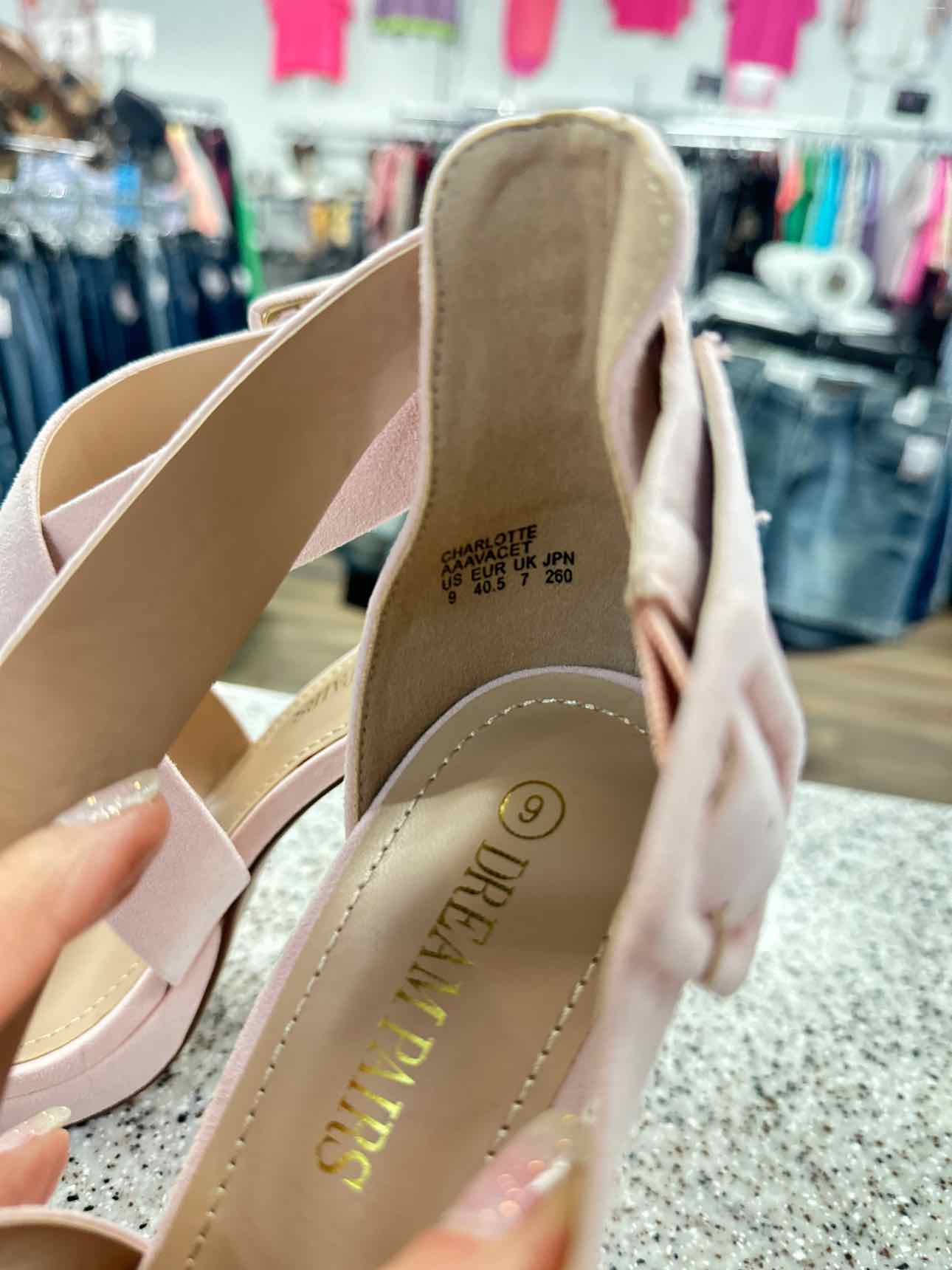 Dream Pairs Size 9 Light Pink NEW Faux Suede 5" High Platform Wide Strappy Heels Sandal