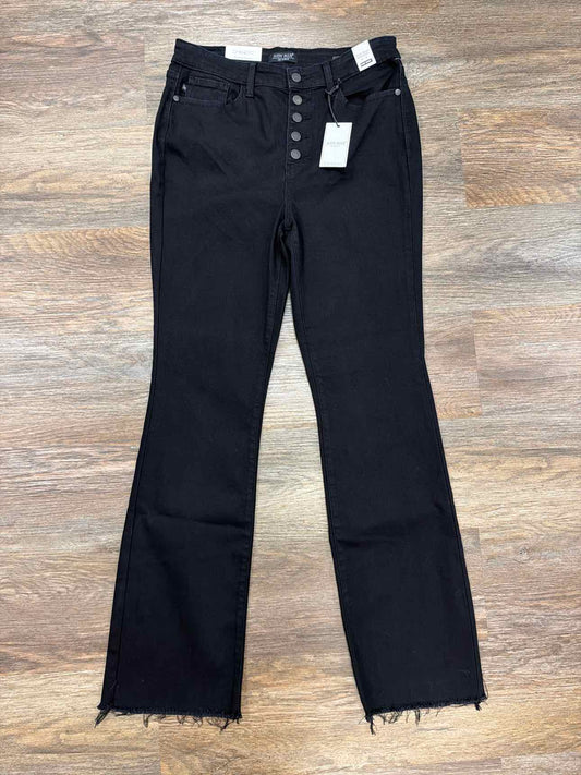 Judy Blue Size 13(31) High waist button fly raw hem bootcut Denim Black Jeans