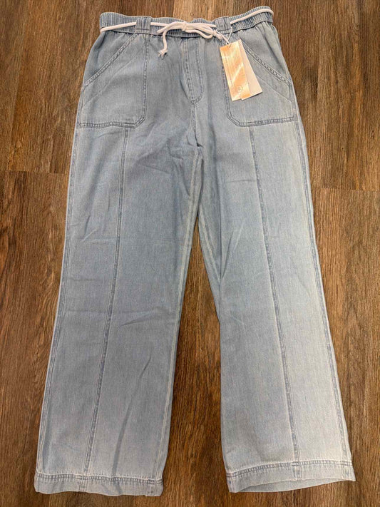 Risen Size XL NEW Medium Wash Drawstring Elastic Waist Wide Leg Jeans