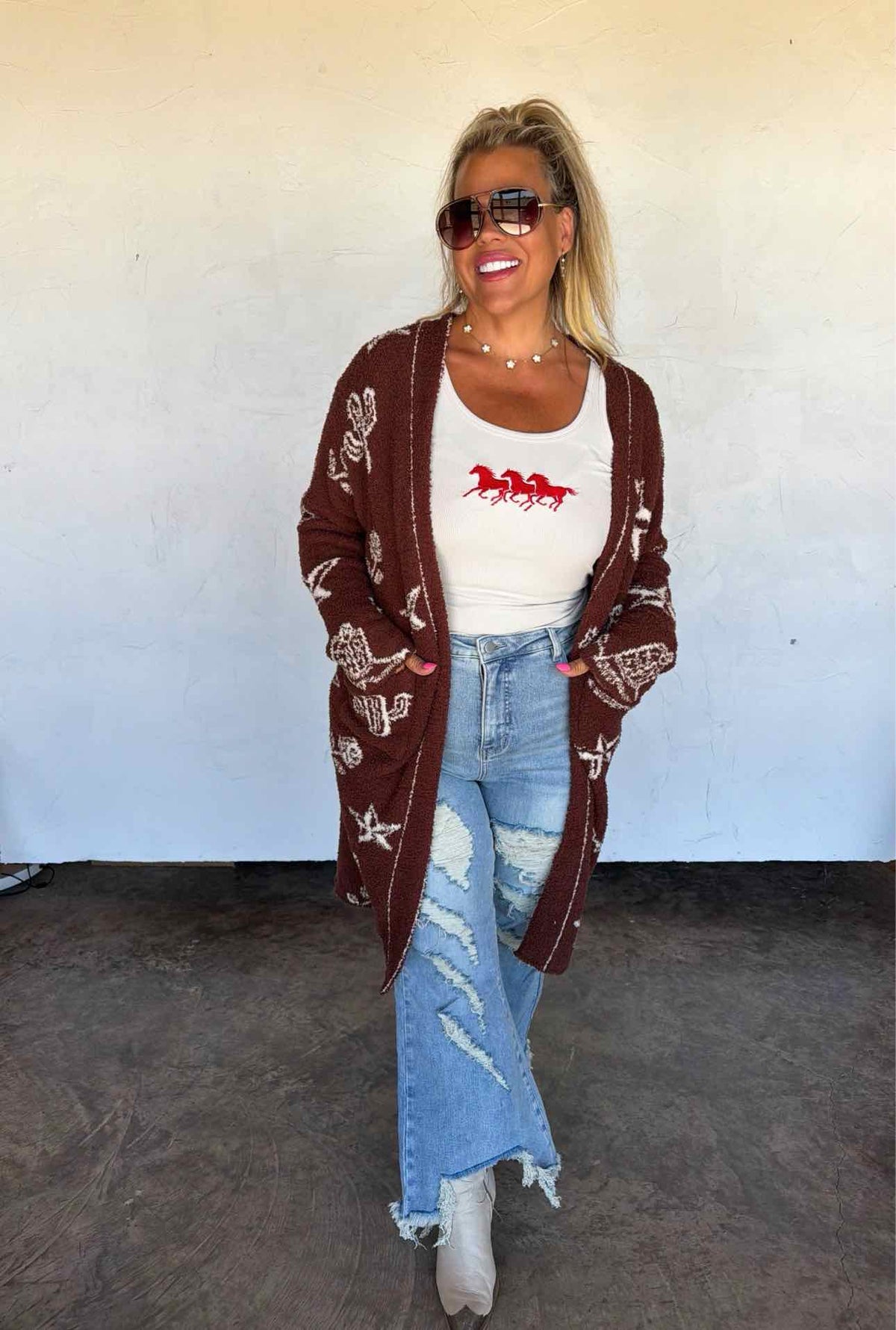Western Soft Cloud Cardigan with Pockets