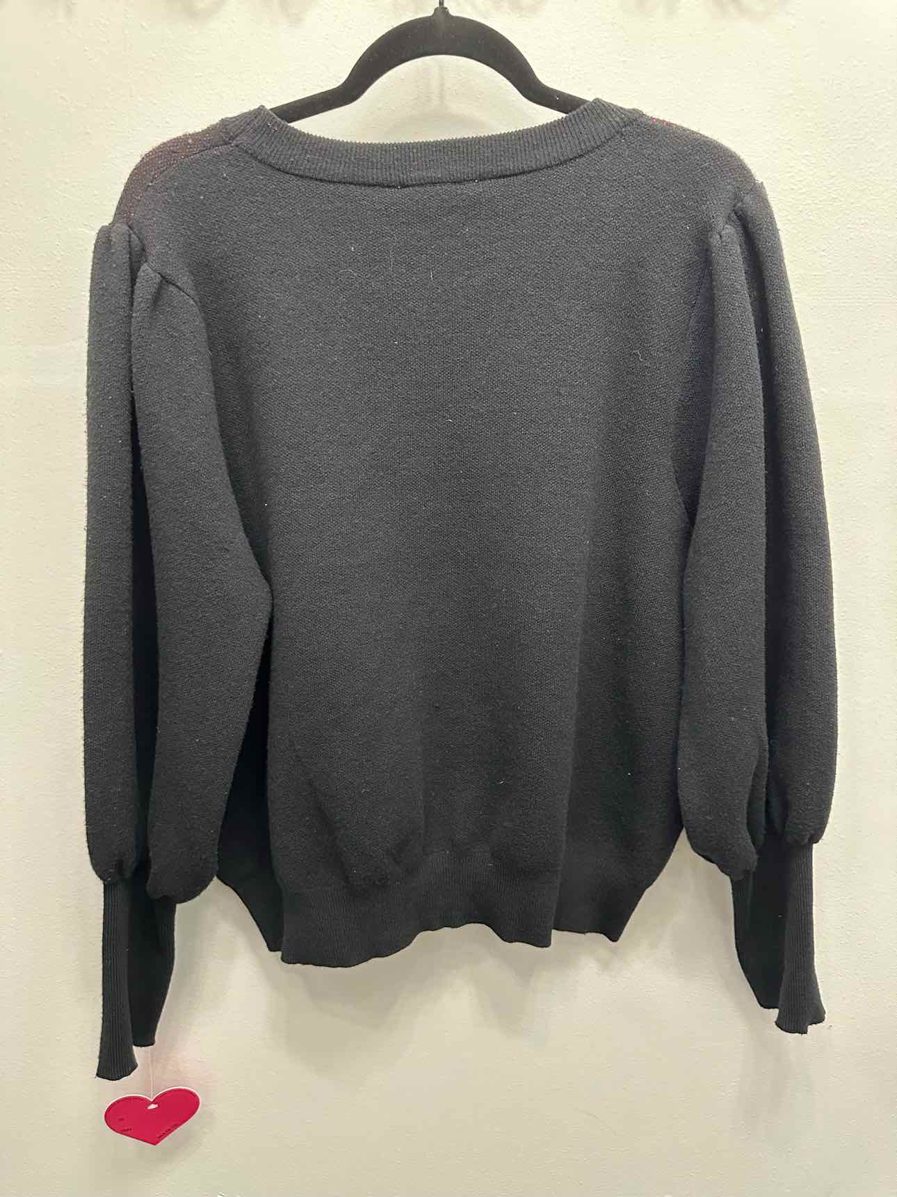 Nanette Lepore NEW NWT Lipstick Heart Design Crewneck Size XL Black Sweater