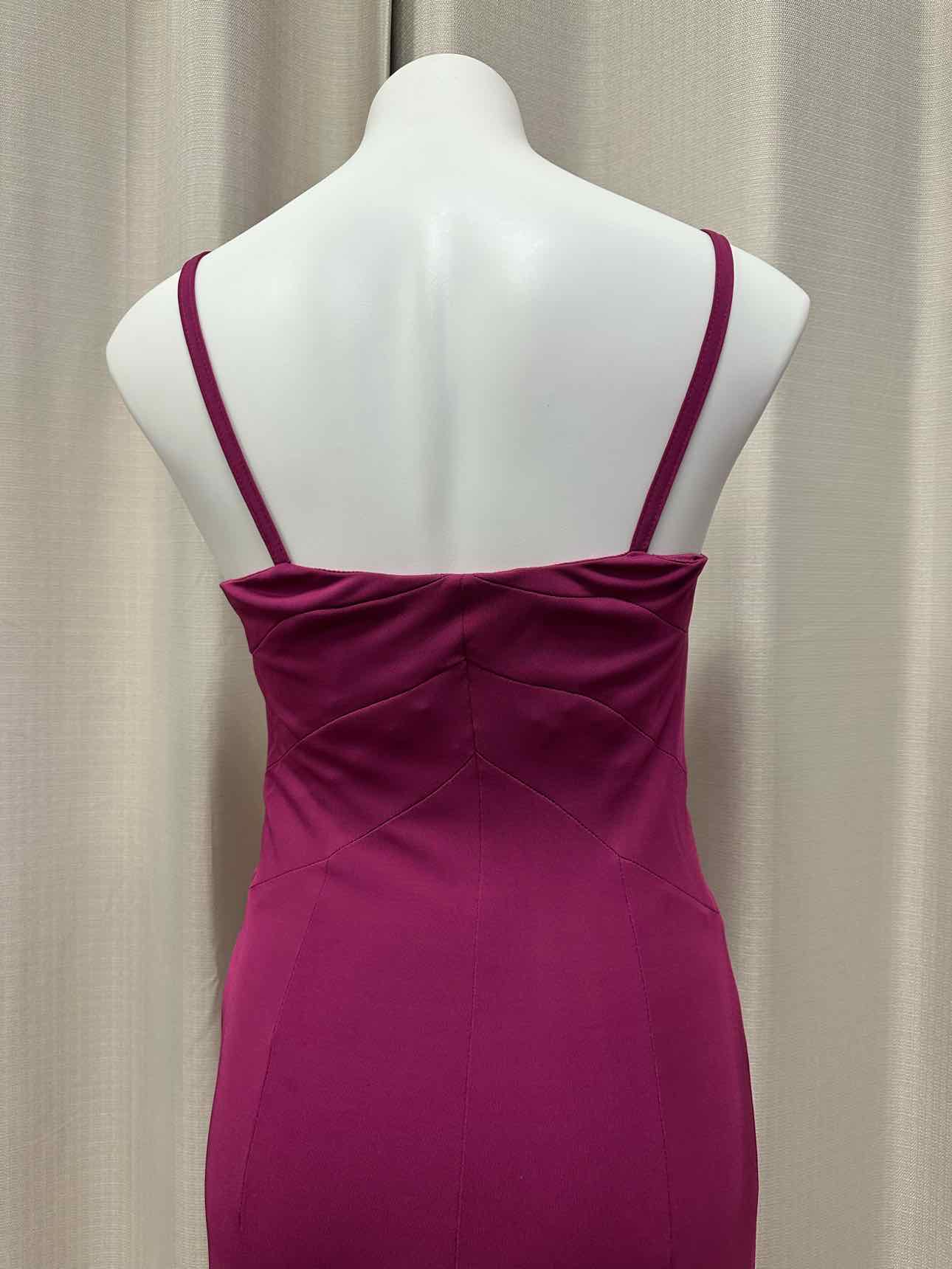 Karen Millen Strappy Stretch Bodycon Flowy Hem Size 10 Fuchsia Dress