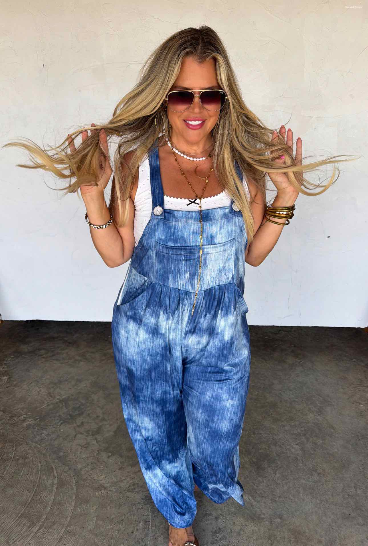 Blakeley Mock Denim Karli Boho Overalls