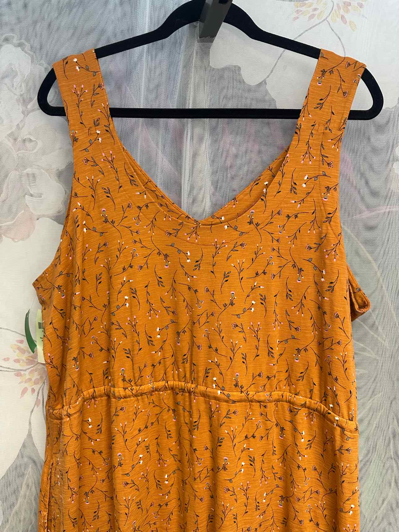 Duluth Trading NEW NWT To n Flow Midi Tank Floral Size 2X Orange Dress