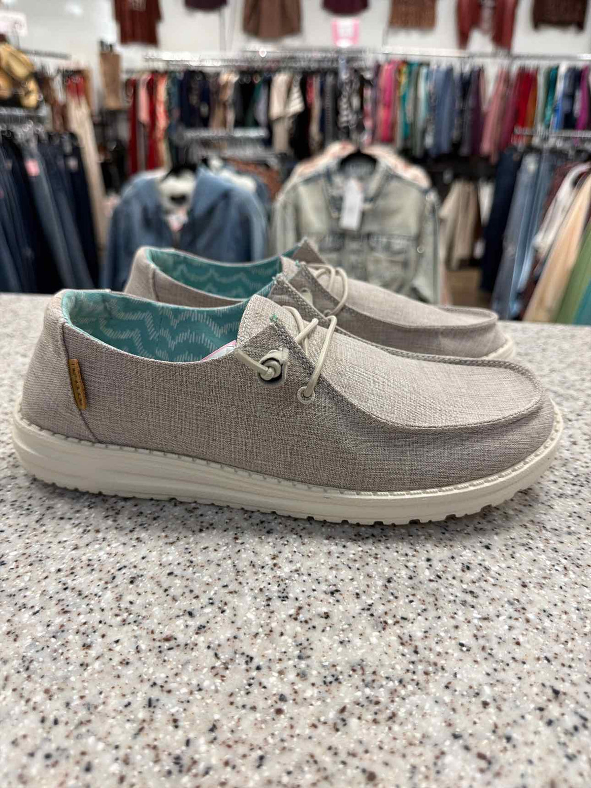 Hey Dude Women's Wendy Chambray Gray Slip-On Loafers Size 9