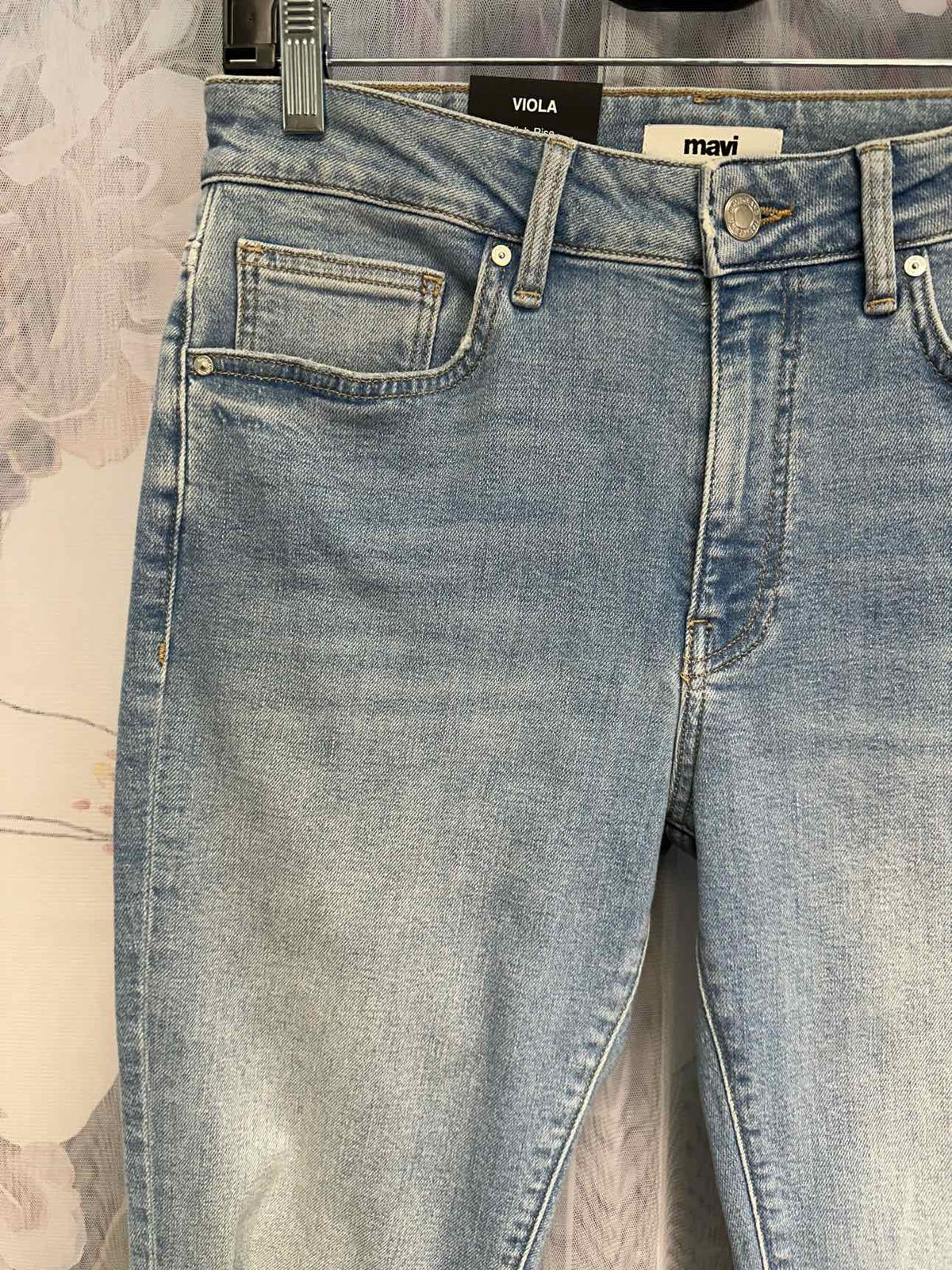 Mavi NWT NEW Viola High Rise Slim Straight Distressed Light Wash Size 27 Denim Jeans