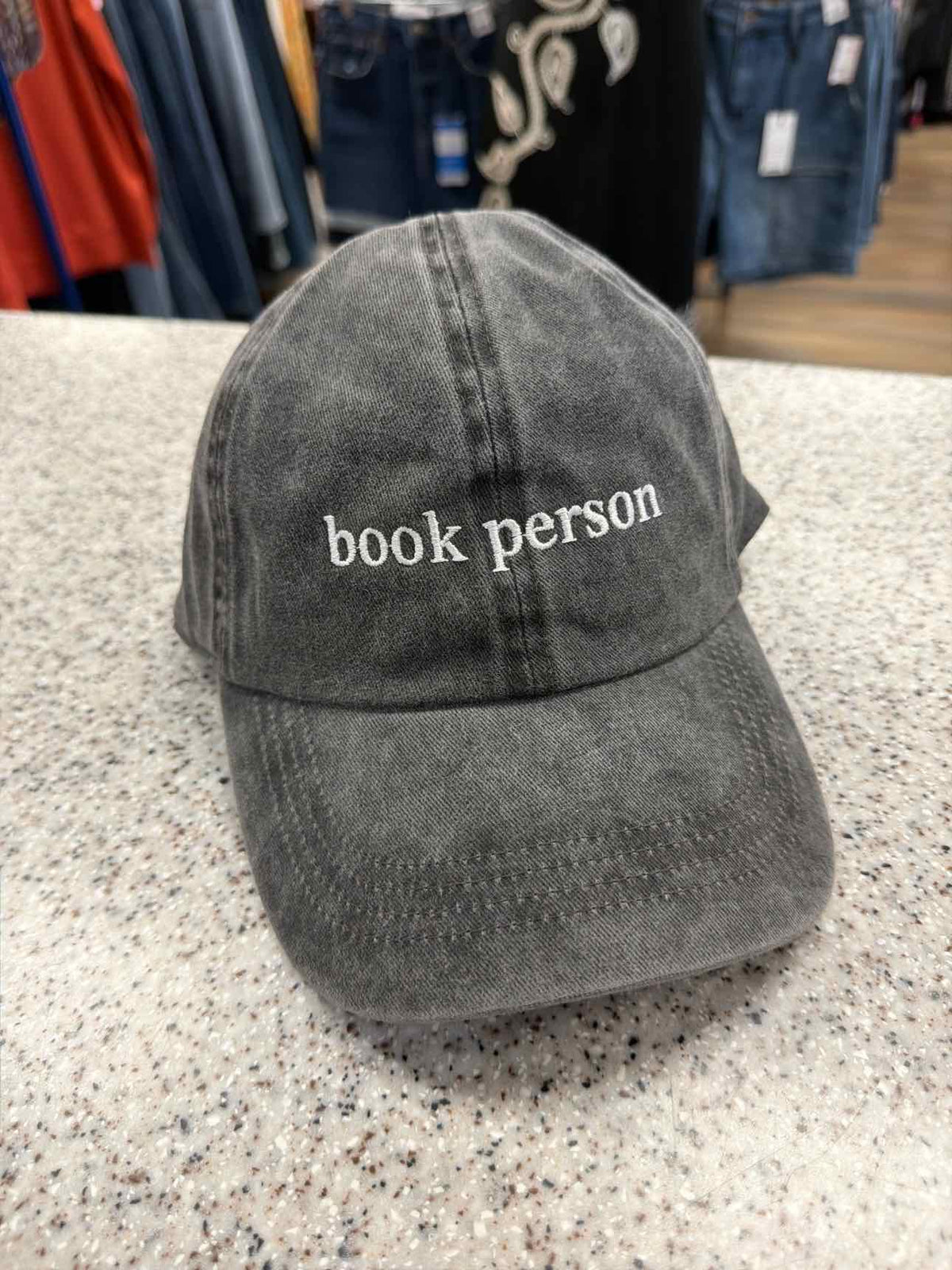 David and Young NEW "book person" white embroidered Gray Baseball Cap Hat
