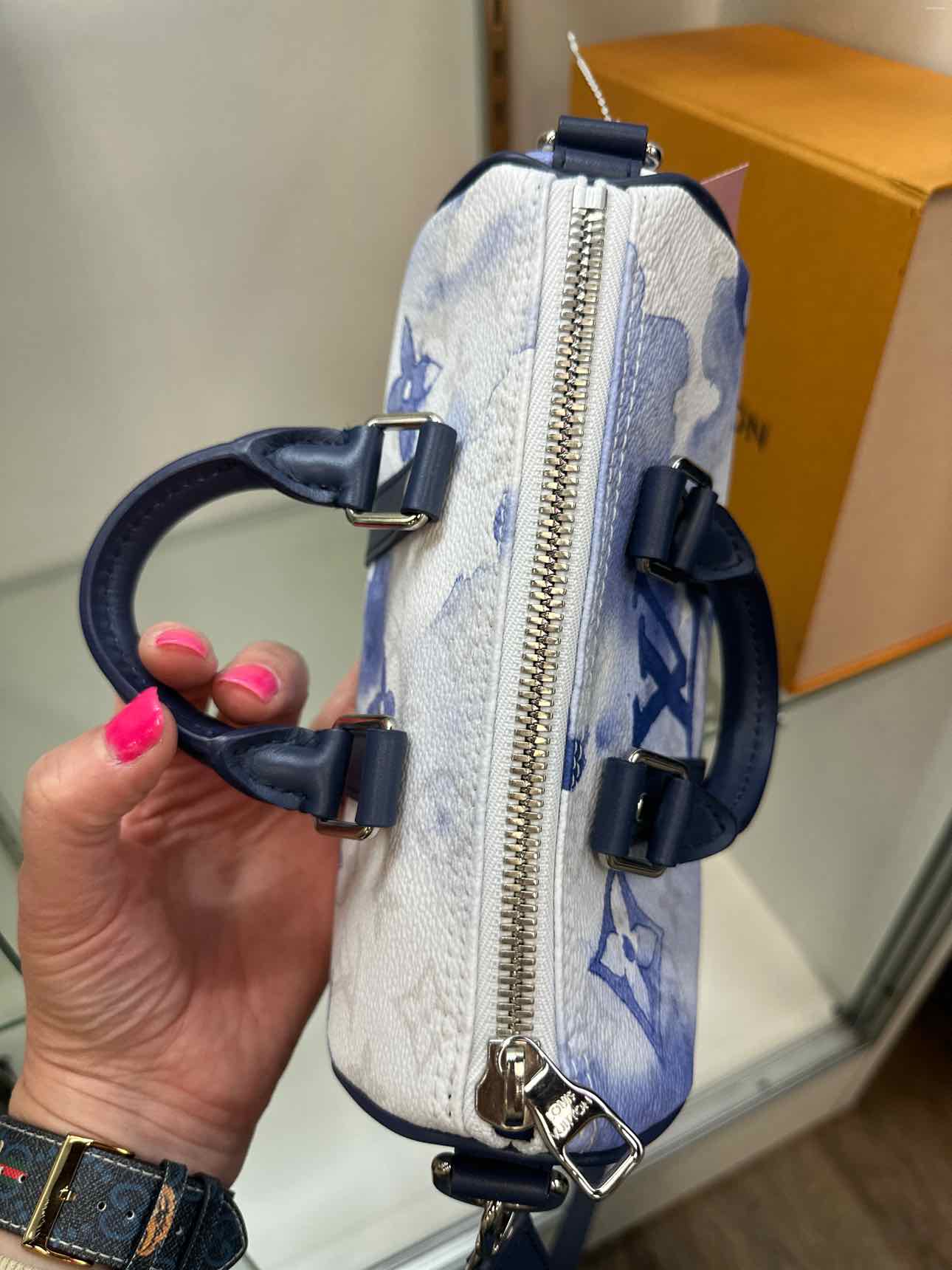 Louis Vuitton Blue Watercolor Mini XS Keepall Bandouliere Handbag with Strap