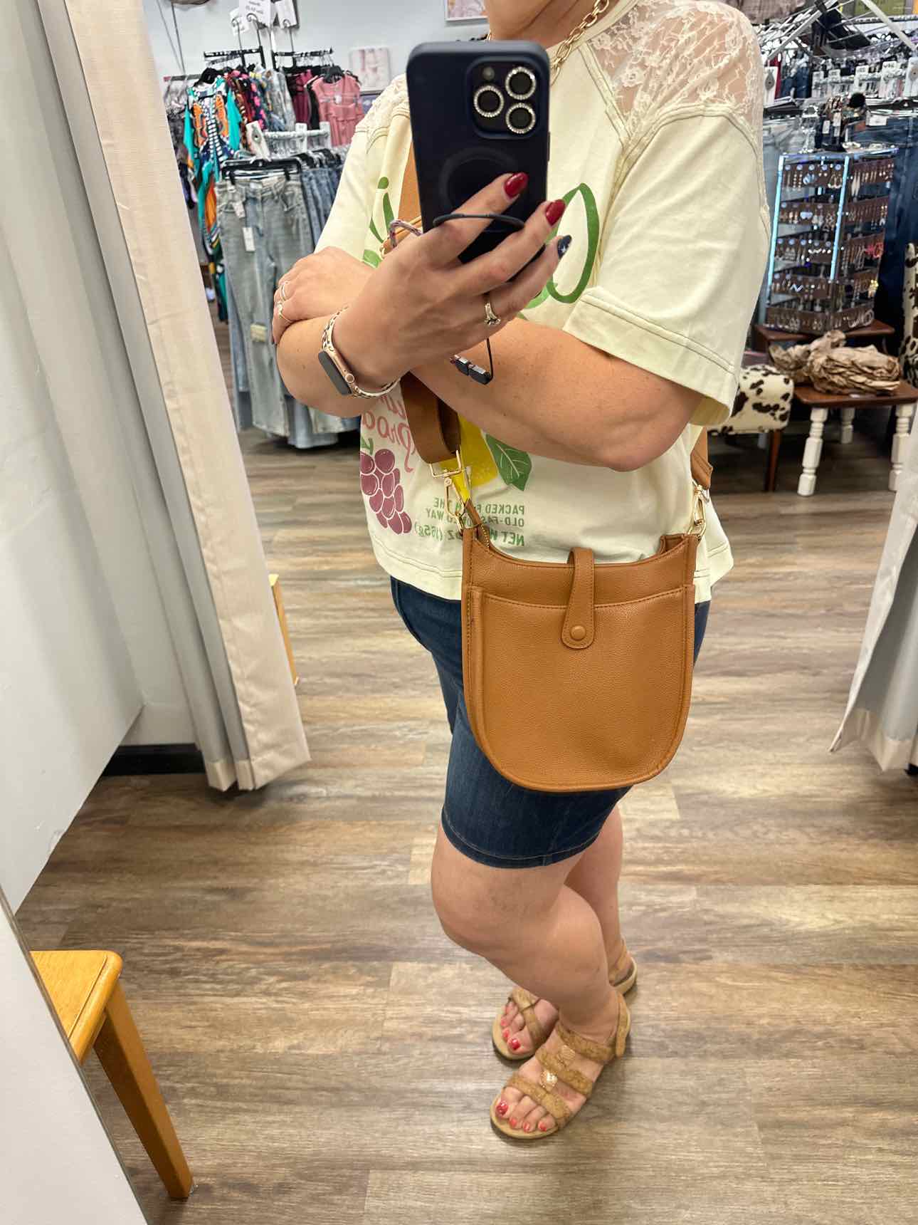 Caramel Brown Faux Vegan Leathre Crossbody Handbags