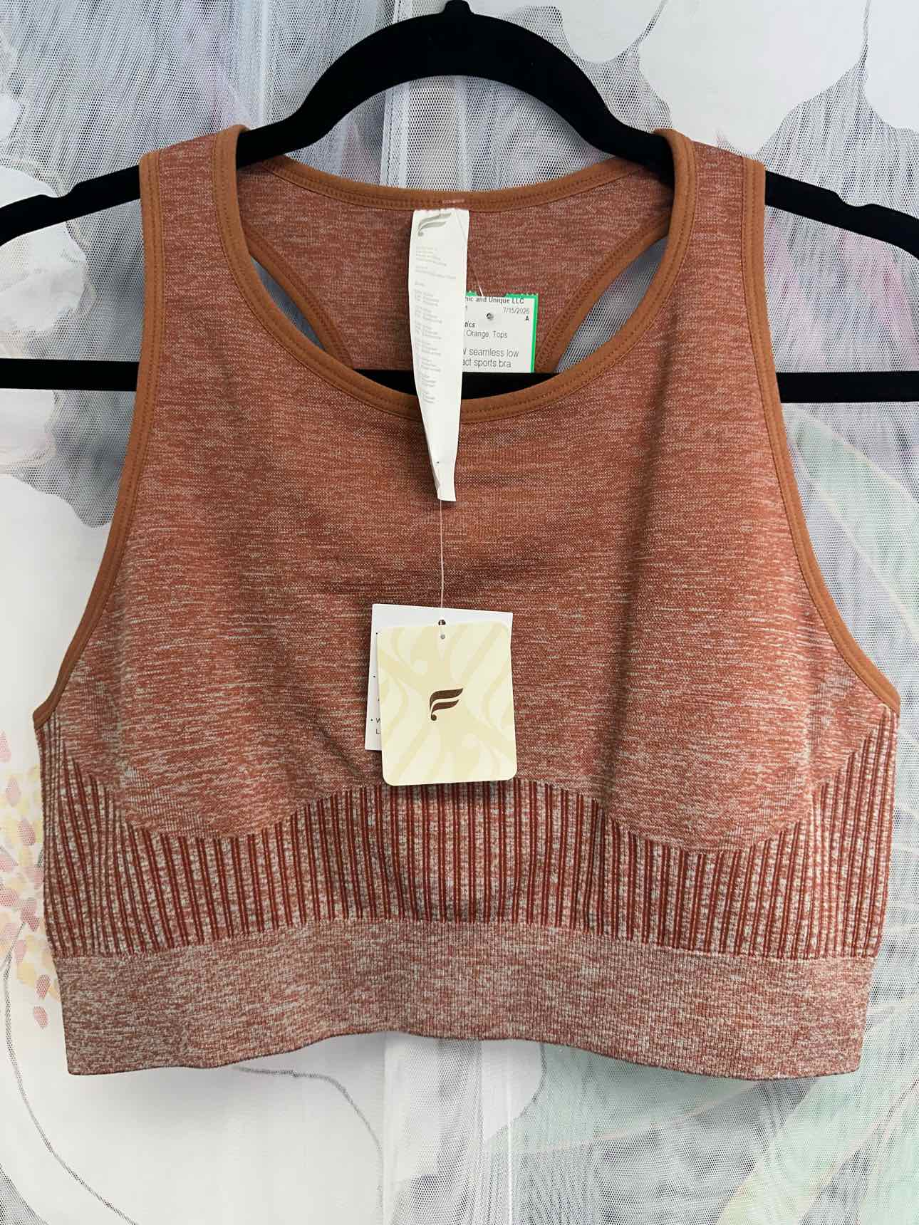 Fabletics NEW NWT Seamless Low Impact Sports Bra Racerback Size XL Burnt Orange