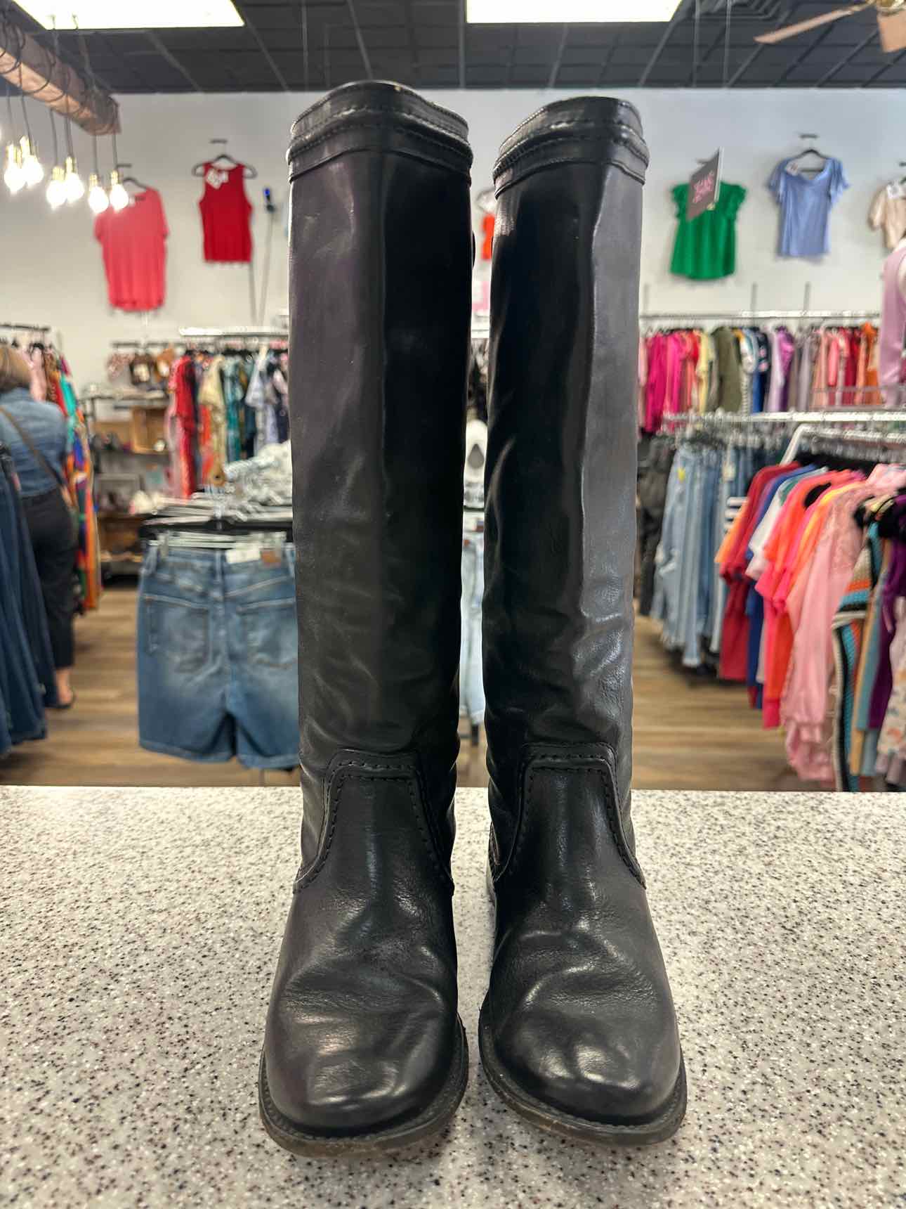 Frye Size 6 Black Tall Leather Riding Boots