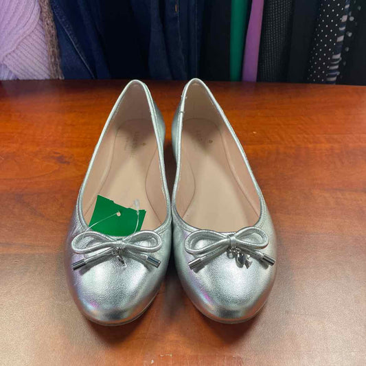 Kate Spade New York Silver Leather Willa Ballet Flats Size 7 1/2
