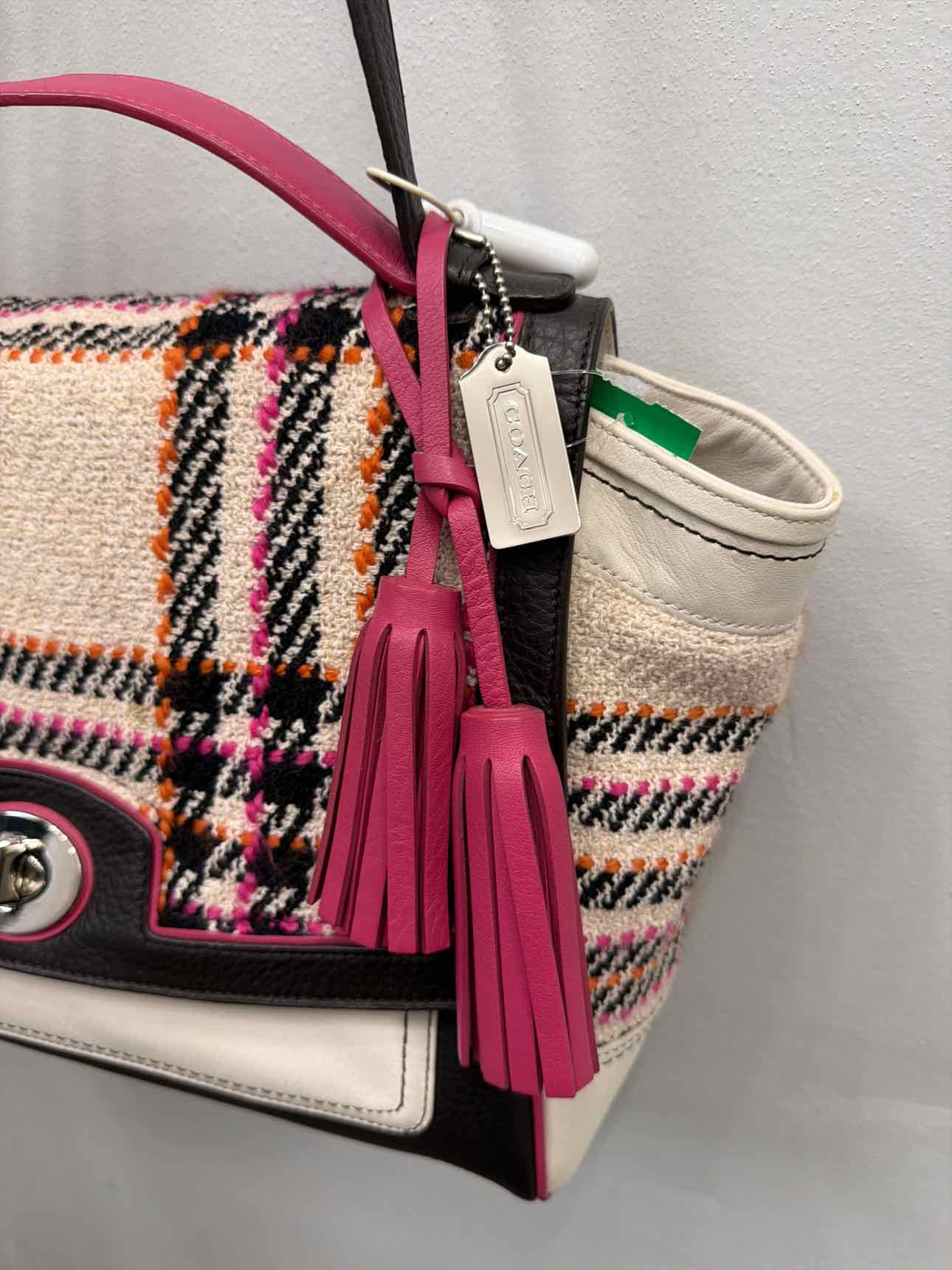 Coach Legacy Multicolor Tweed Duffle tweed plaid leather turnlock Pink Handbags