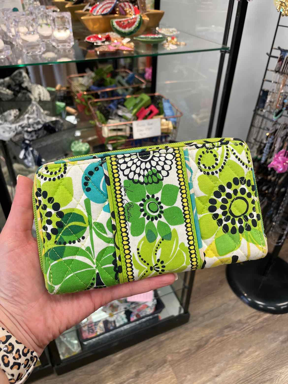 Vera Bradley Retired Print Lime's Up Chartreuse Floral Print Zippy Long Wallet