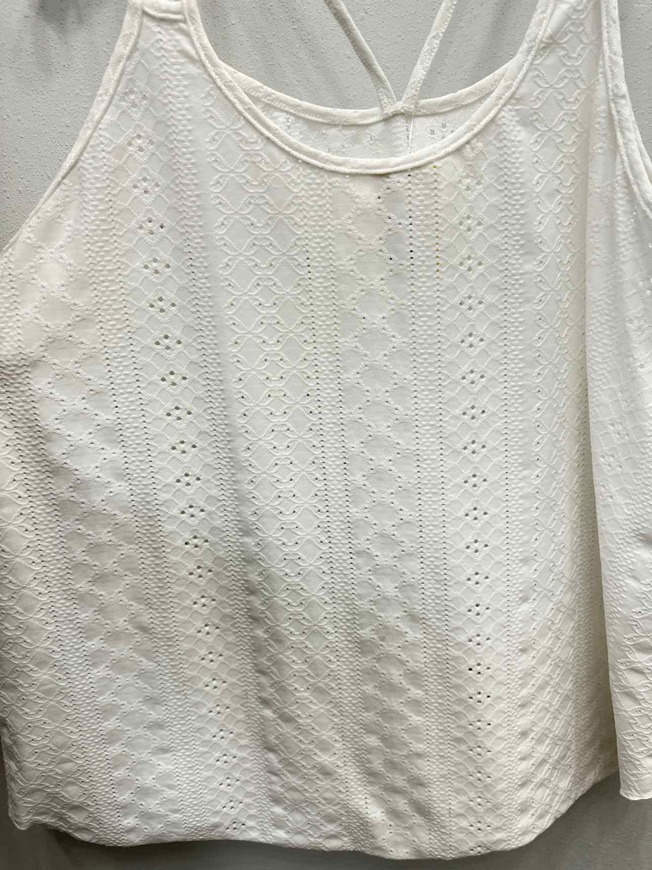 Double Spaghetti Strap Eyelet Babydoll Size XL White Blouse Top