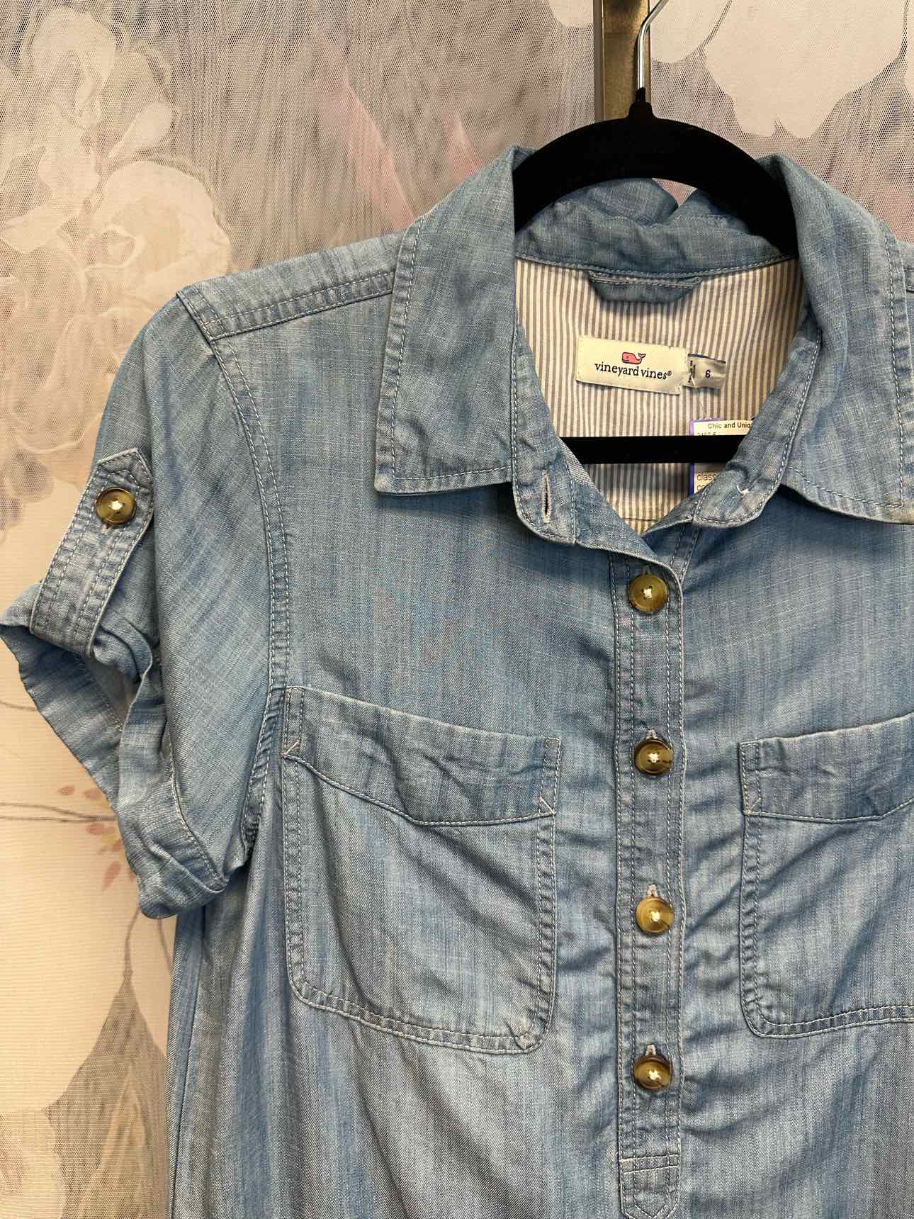 Vinyard Vines Size 6 Denim Blue Chambray Shirt Dress