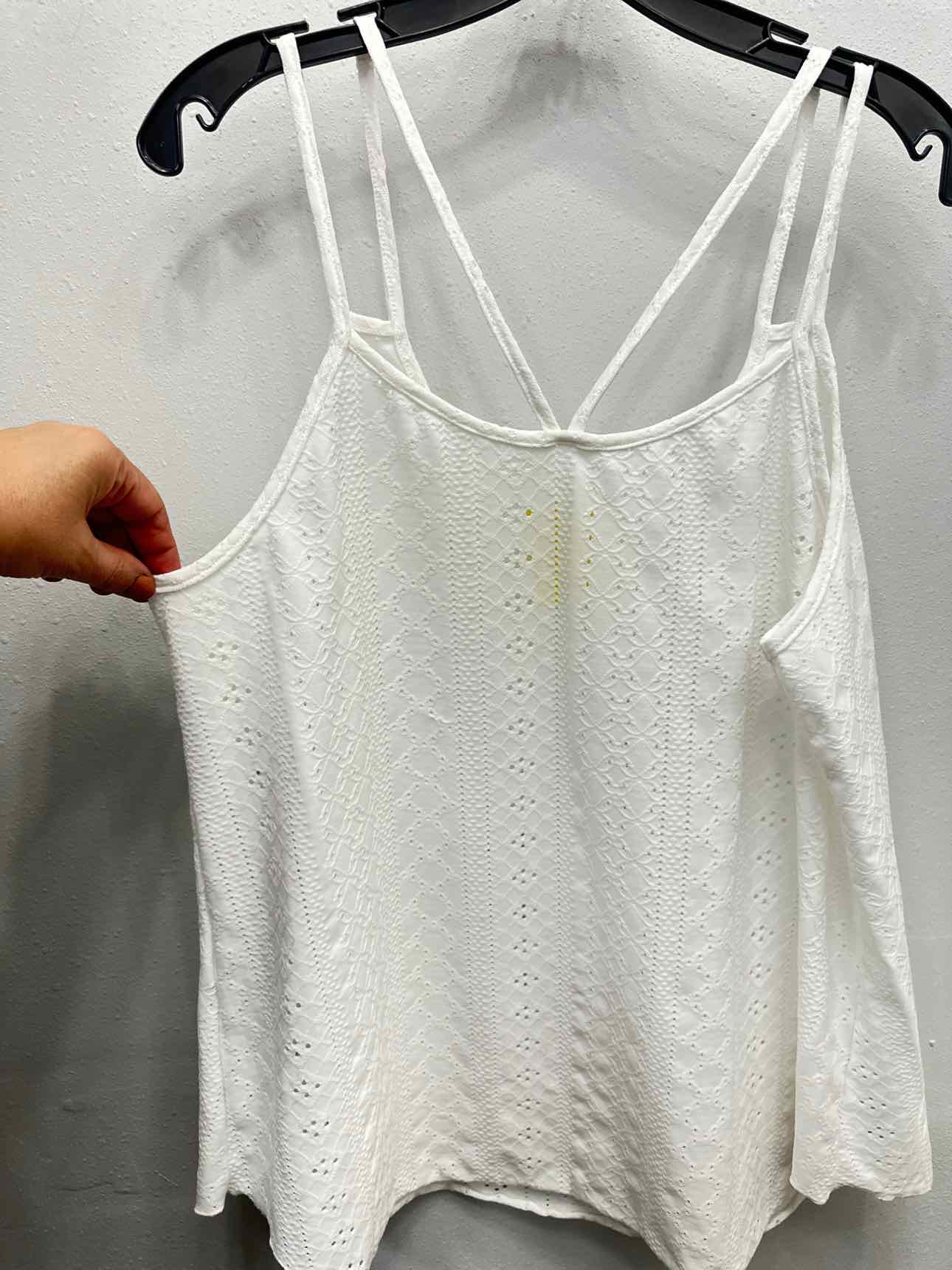 Double Spaghetti Strap Eyelet Babydoll Size XL White Blouse Top