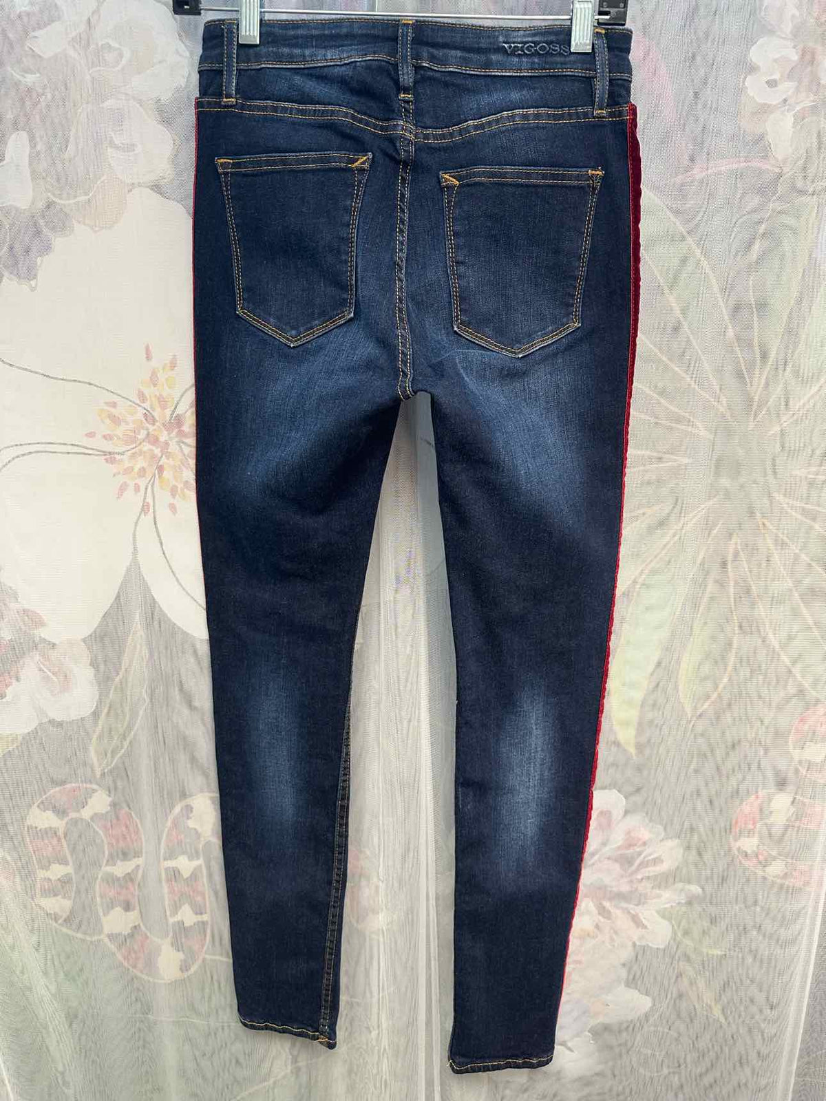 Vigoss Marley Super Skinny Midrise Velour Stripe Size W27 L28 Denim Jeans