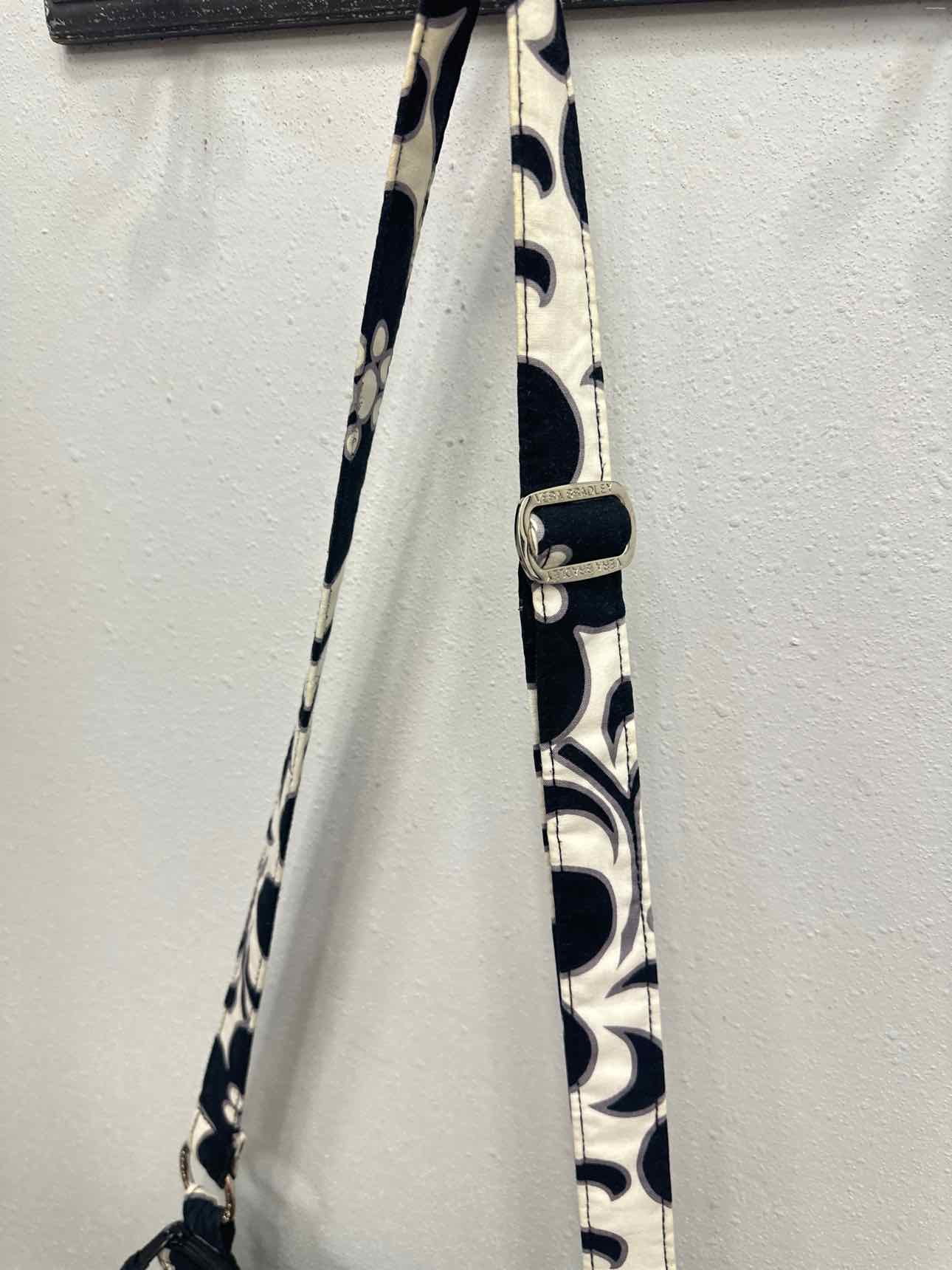 Vera Bradley Night and Day Floral Print Messenger Crossbody Black White Handbag