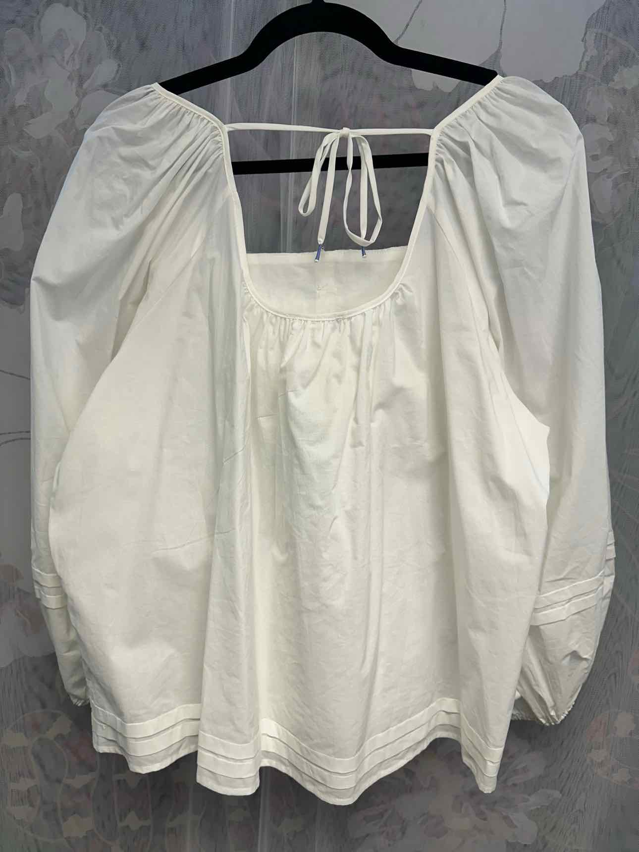 Maurices NEW NWT 100% Cotton Puffy Long Sleeve Square Neck Blouse 2X White