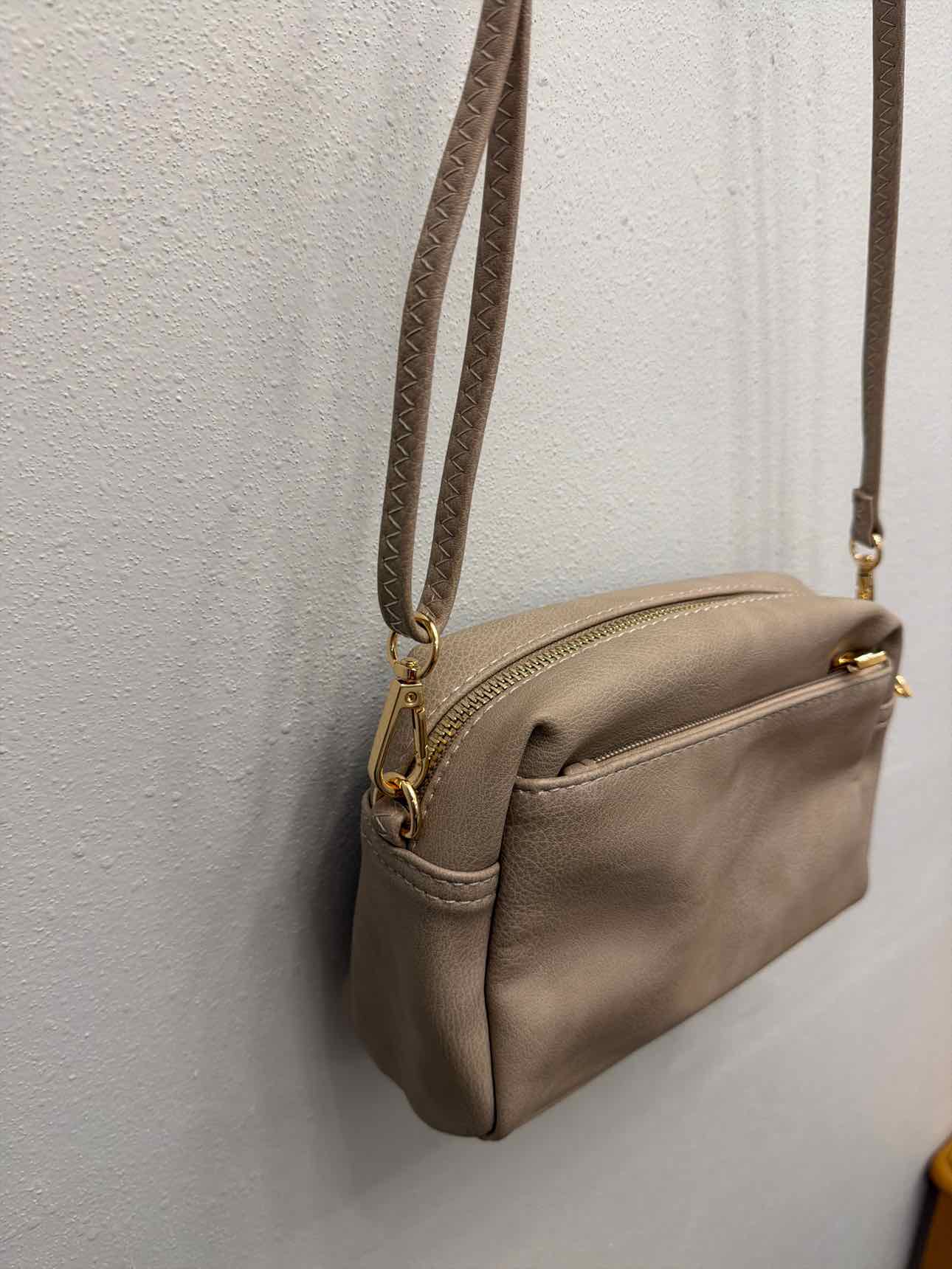 Fashion Puzzle NEW faux leather crossbody Tan Handbags