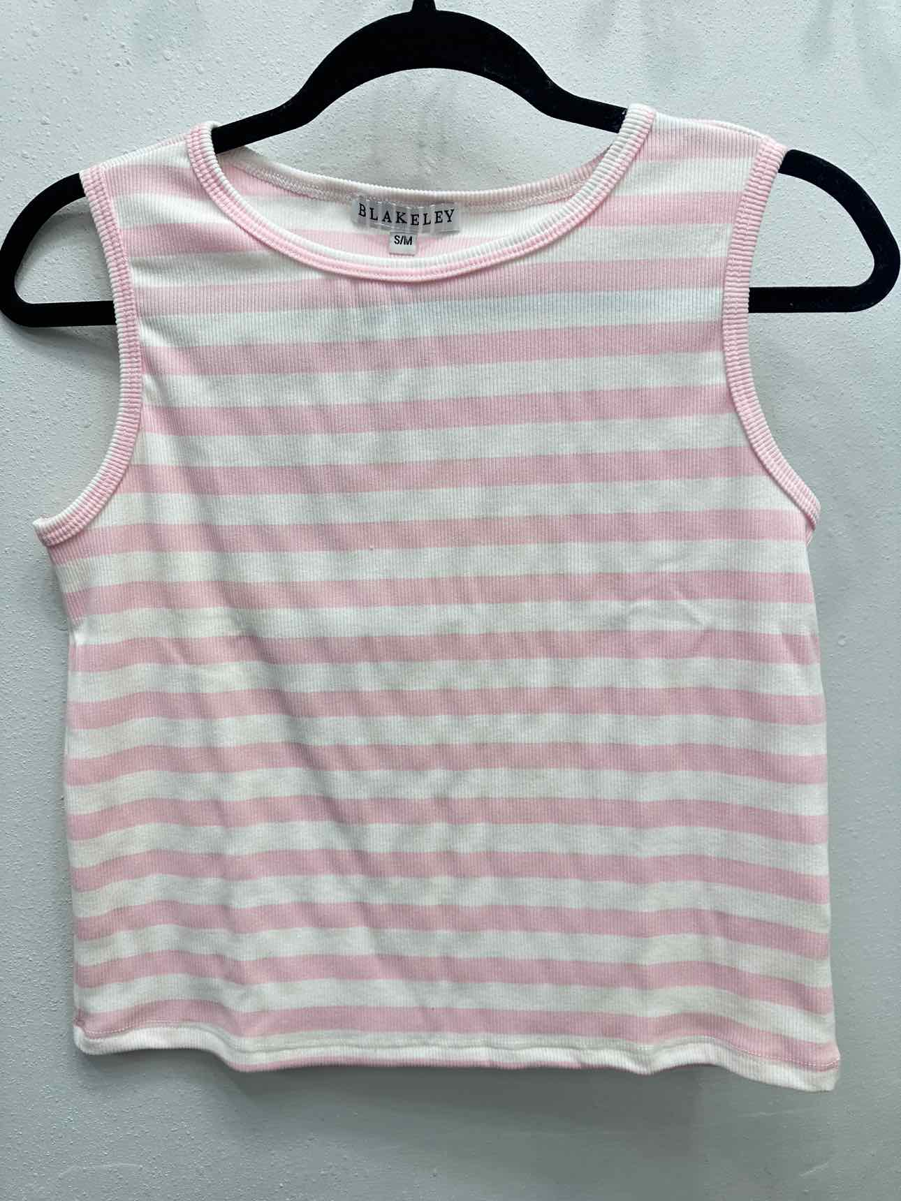 Haven Ribbed Striped Cropped Sleeveless Pink Tank Top