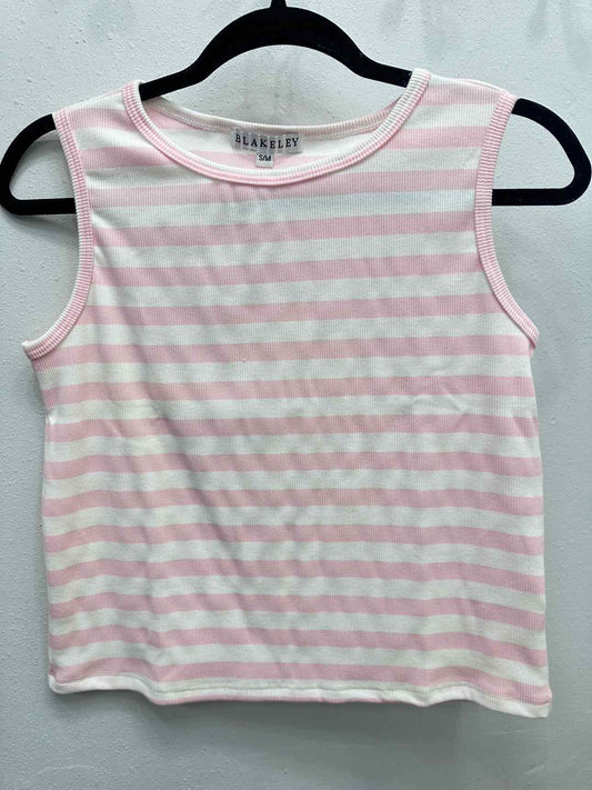 Haven Ribbed Striped Cropped Sleeveless Pink Tank Top