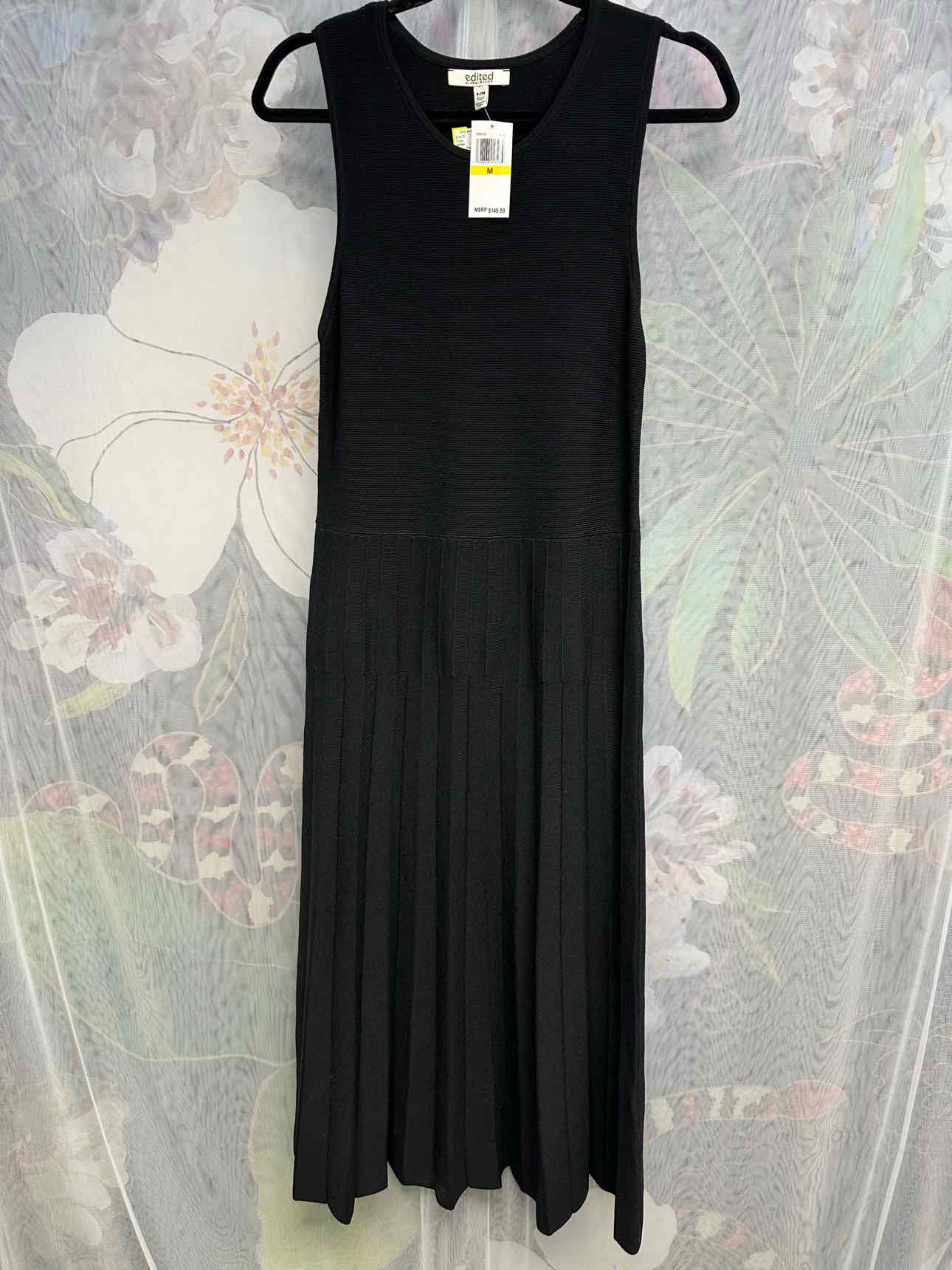 edited NEW NWT Pleated Maxi Sleeveless Sweater Size Medium Black Dress