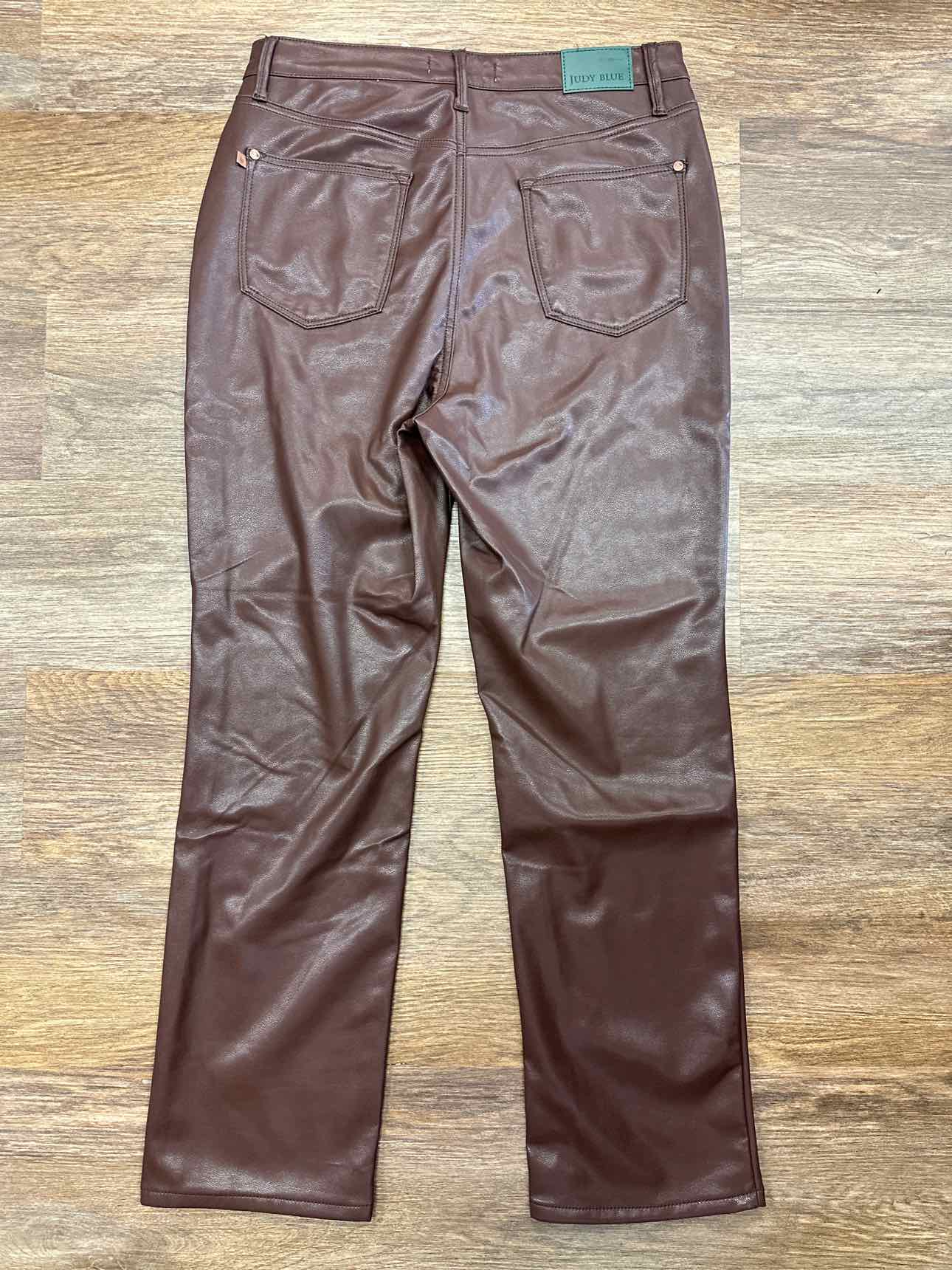 Judy Blue Size 13(31) Dark Brown Faux Leather Tummy Control Straight Pants