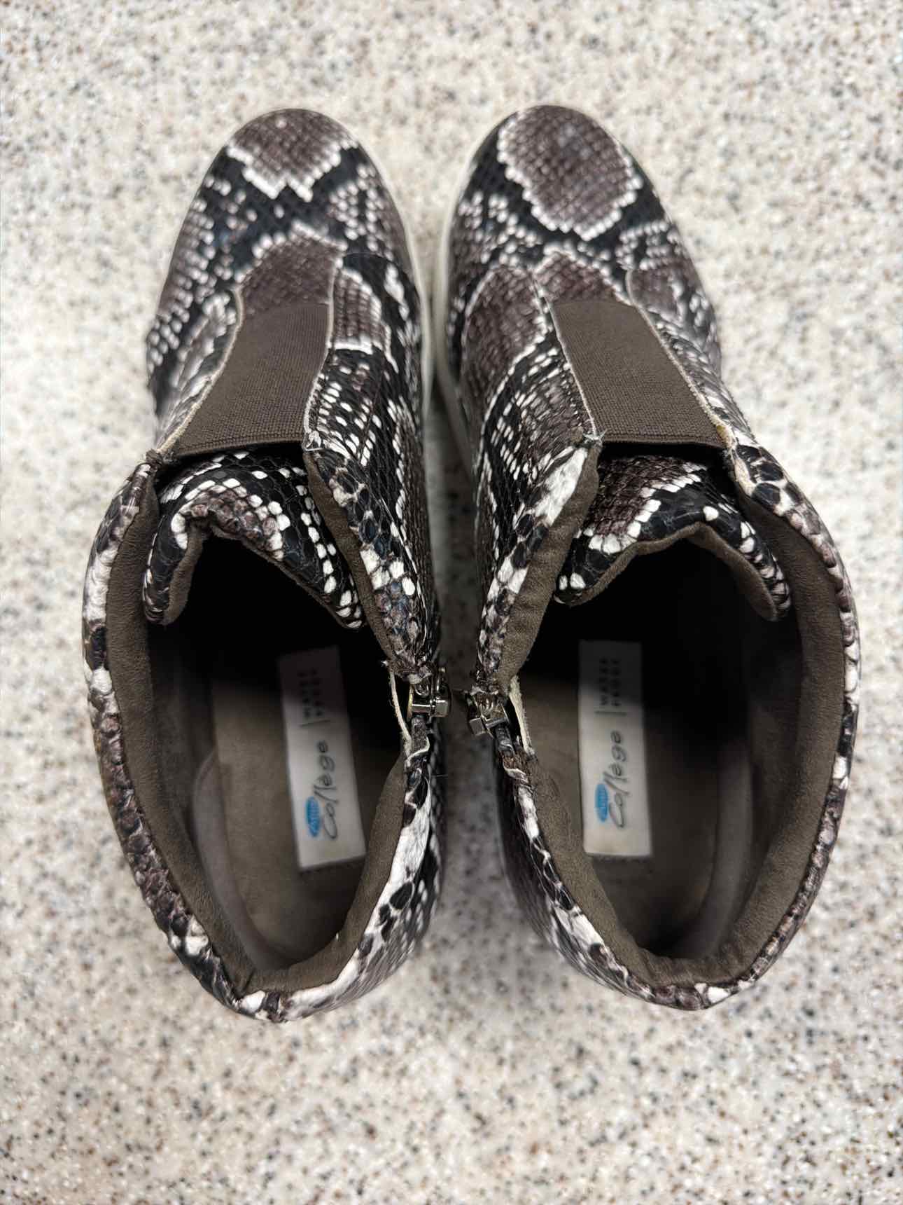 Aqua College Size 8 1/2 Glady Waterproof Leather Wedge Snakeskin Black Shoes